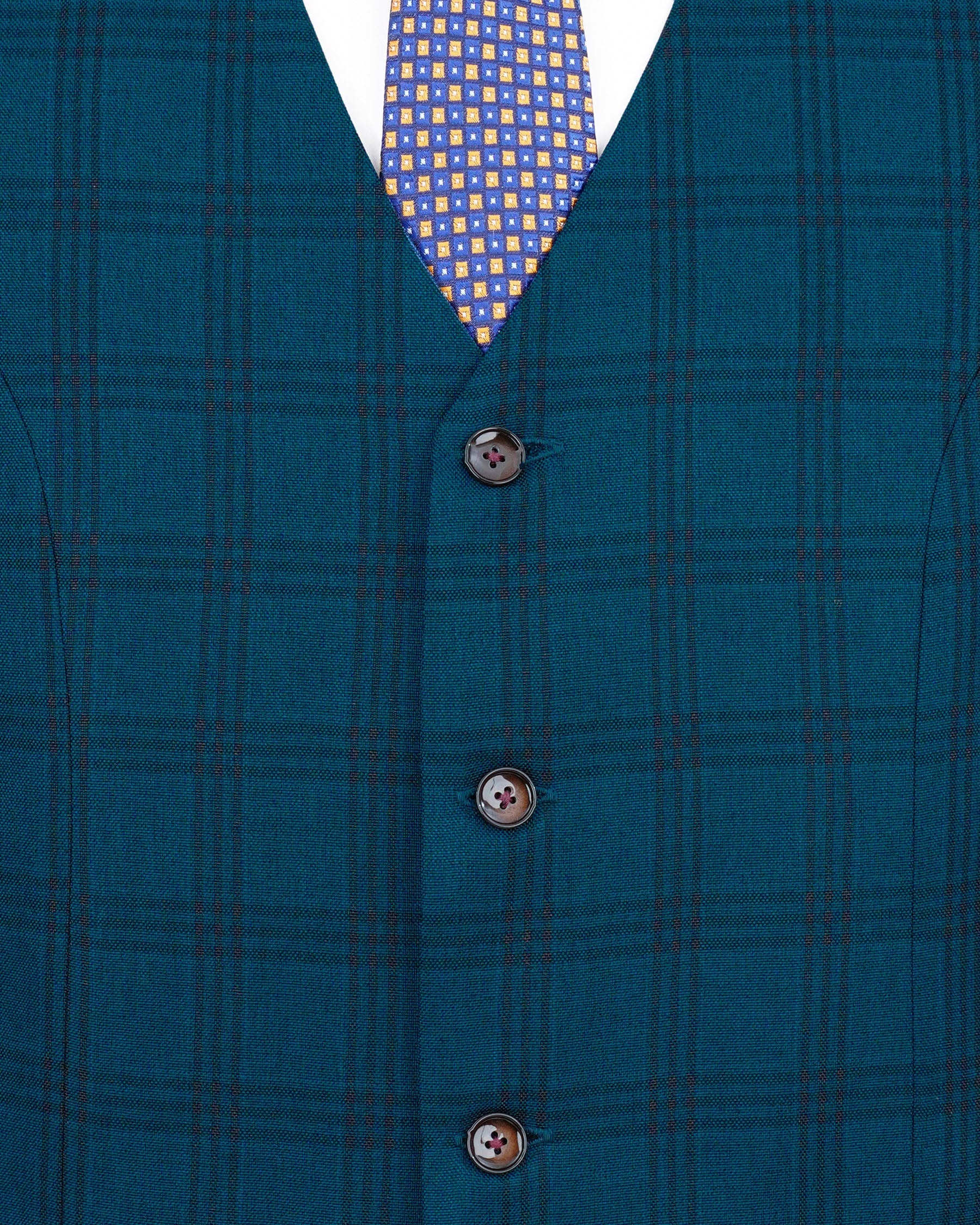 Sapphire Blue With Black Plaid Waistcoat V1993-36, V1993-38, V1993-40, V1993-42, V1993-44, V1993-46, V1993-48, V1993-50, V1993-52, V1993-54, V1993-56, V1993-58, V1993-60