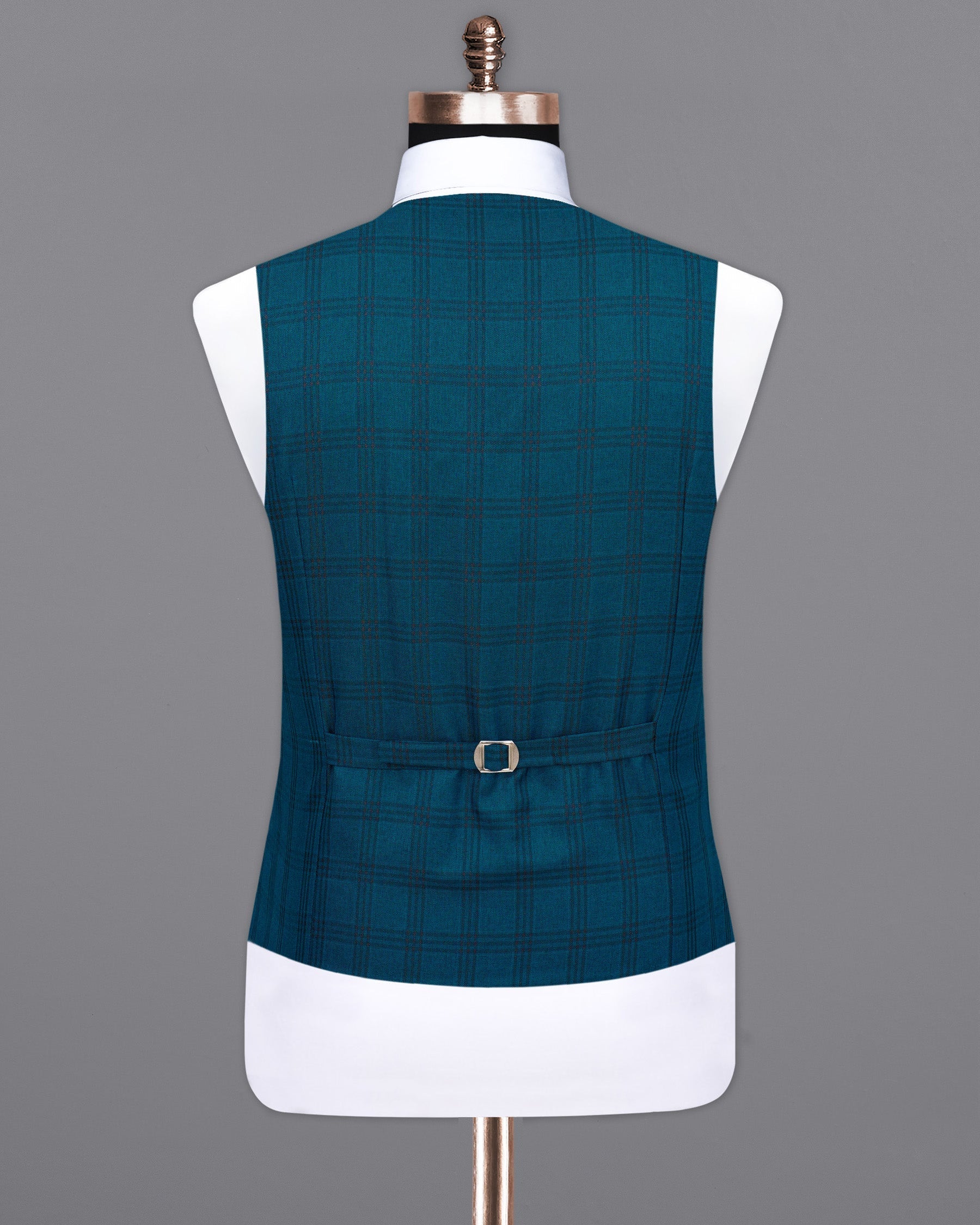 Sapphire Blue With Black Plaid Waistcoat V1993-36, V1993-38, V1993-40, V1993-42, V1993-44, V1993-46, V1993-48, V1993-50, V1993-52, V1993-54, V1993-56, V1993-58, V1993-60