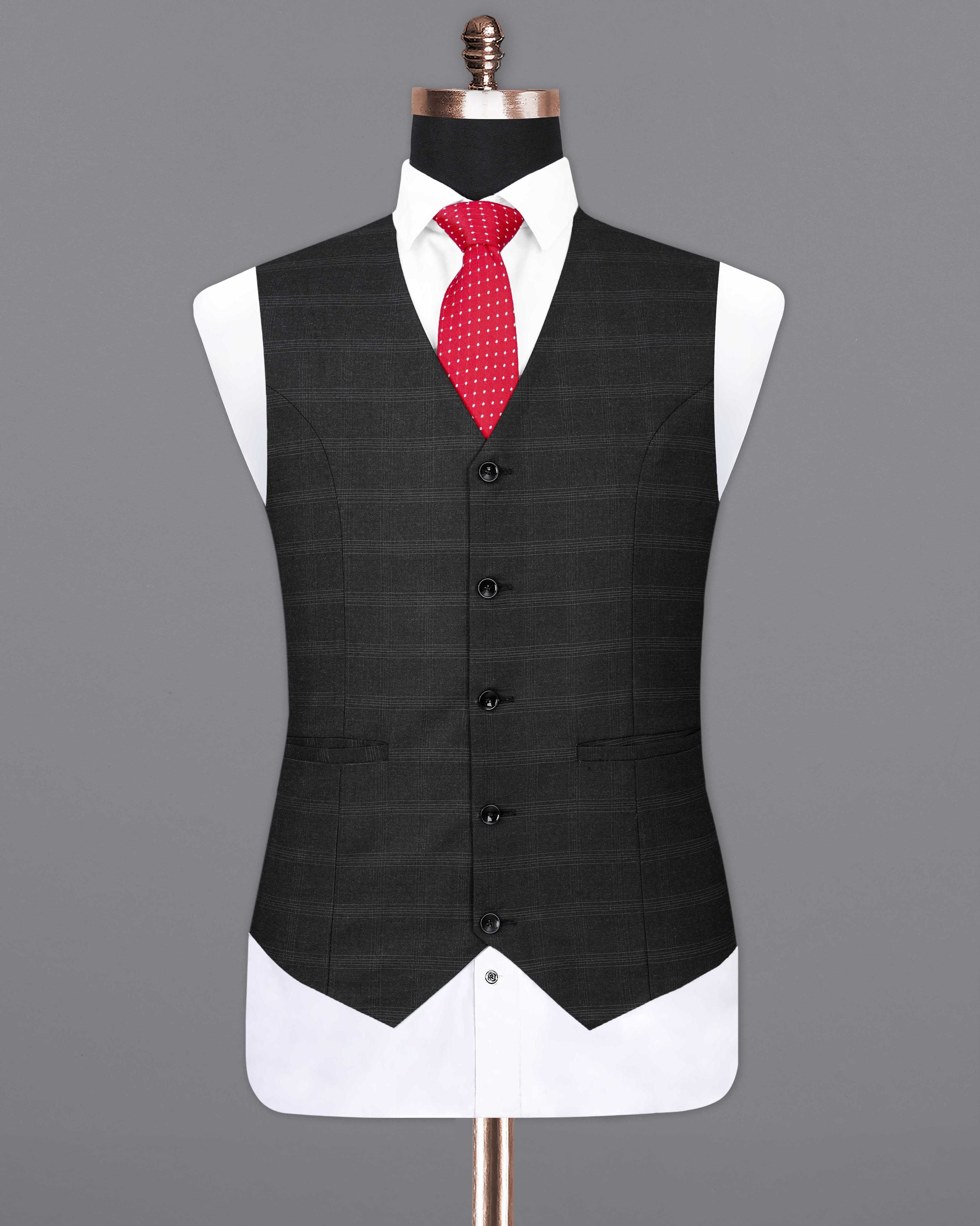 Thunder Black Plaid Waistcoat V2050-36, V2050-38, V2050-40, V2050-42, V2050-44, V2050-46, V2050-48, V2050-50, V2050-52, V2050-54, V2050-56, V2050-58, V2050-60