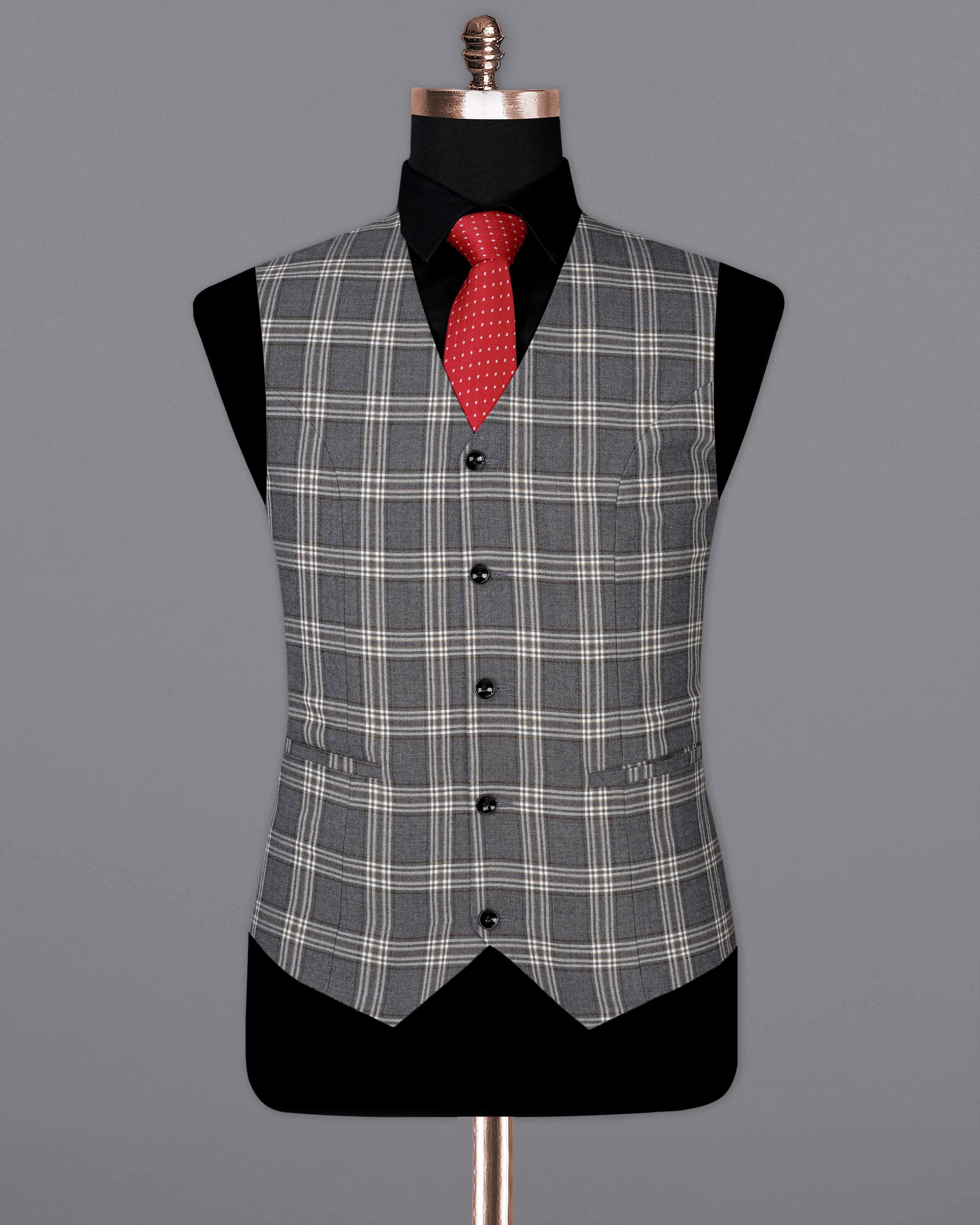 Smoky Gray Plaid Waistcoat V2058-36, V2058-38, V2058-40, V2058-42, V2058-44, V2058-46, V2058-48, V2058-50, V2058-52, V2058-54, V2058-56, V2058-58, V2058-60