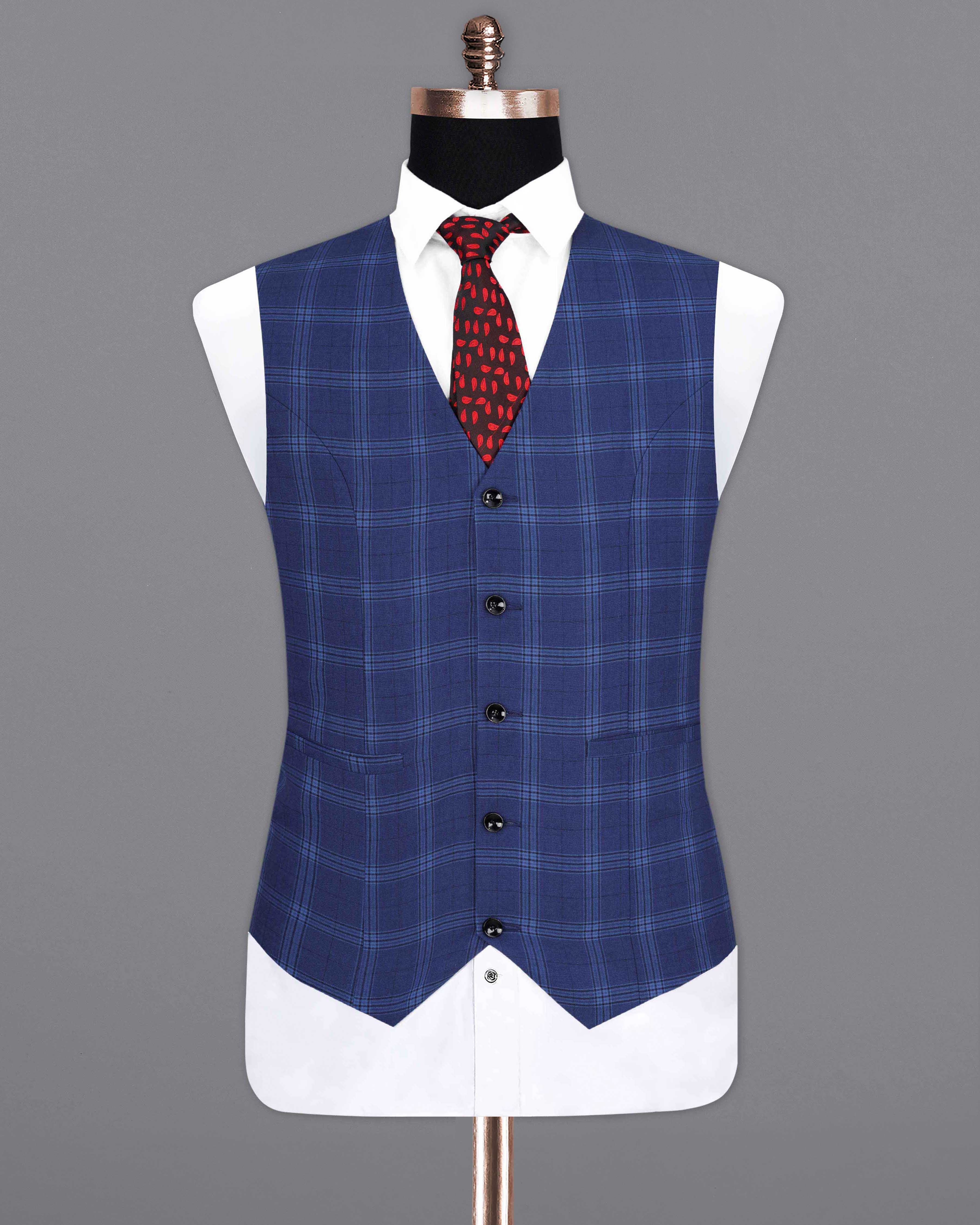 Rhino Blue Plaid Waistcoat V2062-36, V2062-38, V2062-40, V2062-42, V2062-44, V2062-46, V2062-48, V2062-50, V2062-52, V2062-54, V2062-56, V2062-58, V2062-60