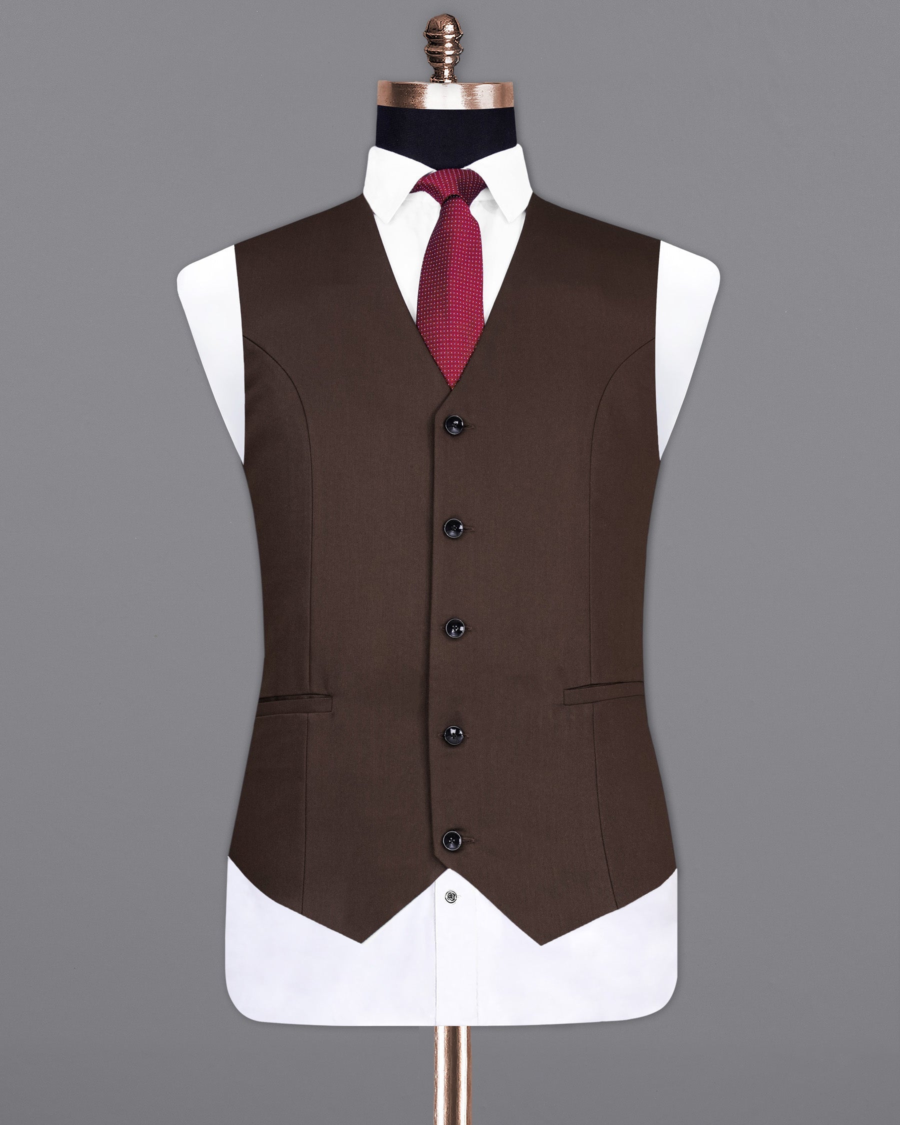 Bistre Solid Brown Waistcoat V2096-36, V2096-38, V2096-40, V2096-42, V2096-44, V2096-46, V2096-48, V2096-50, V2096-52, V2096-54, V2096-56, V2096-58, V2096-60