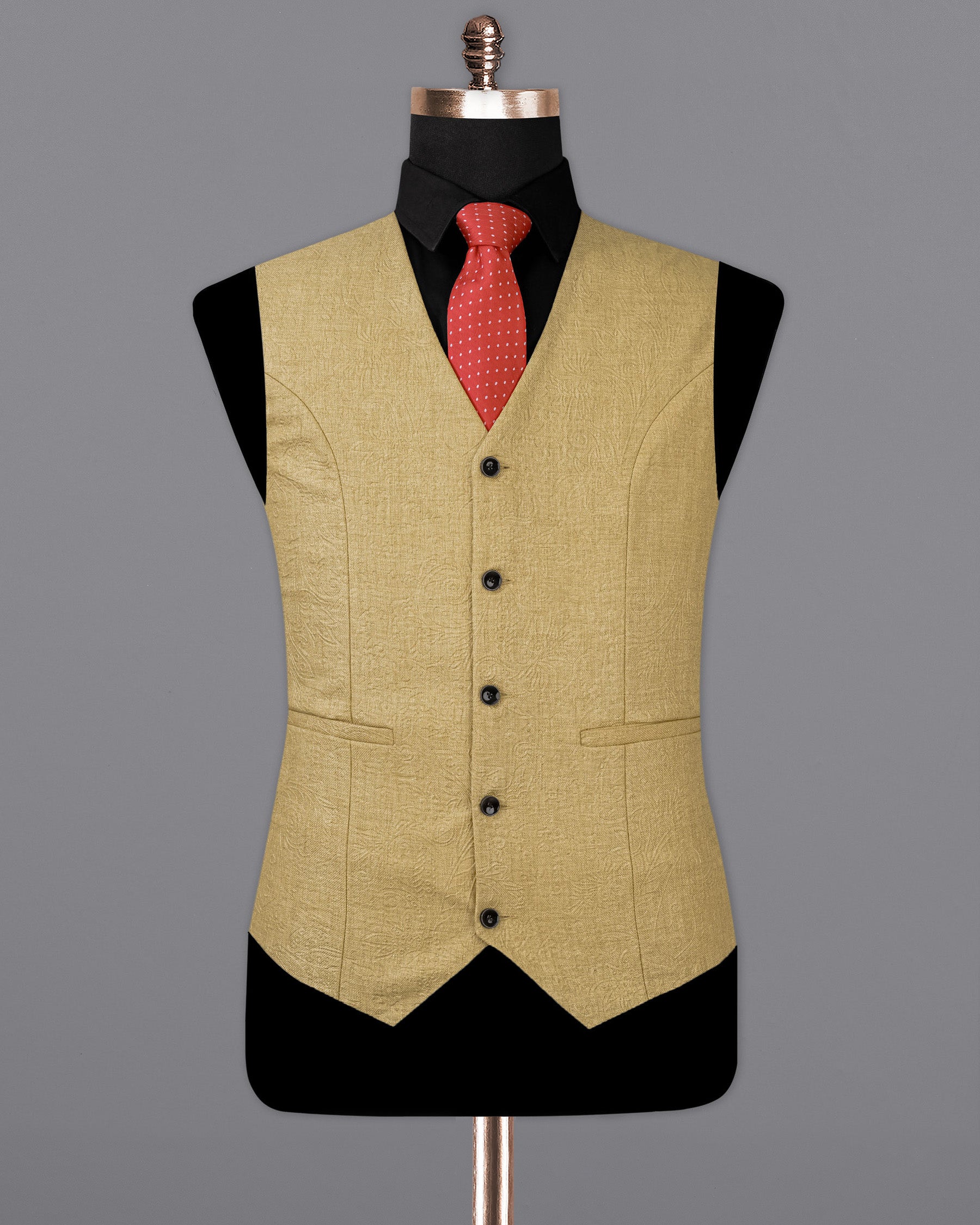 Tumbleweed Matt Gold Embossed Chintz Textured Waistcoat V2101-36, V2101-38, V2101-40, V2101-42, V2101-44, V2101-46, V2101-48, V2101-50, V2101-52, V2101-54, V2101-56, V2101-58, V2101-60