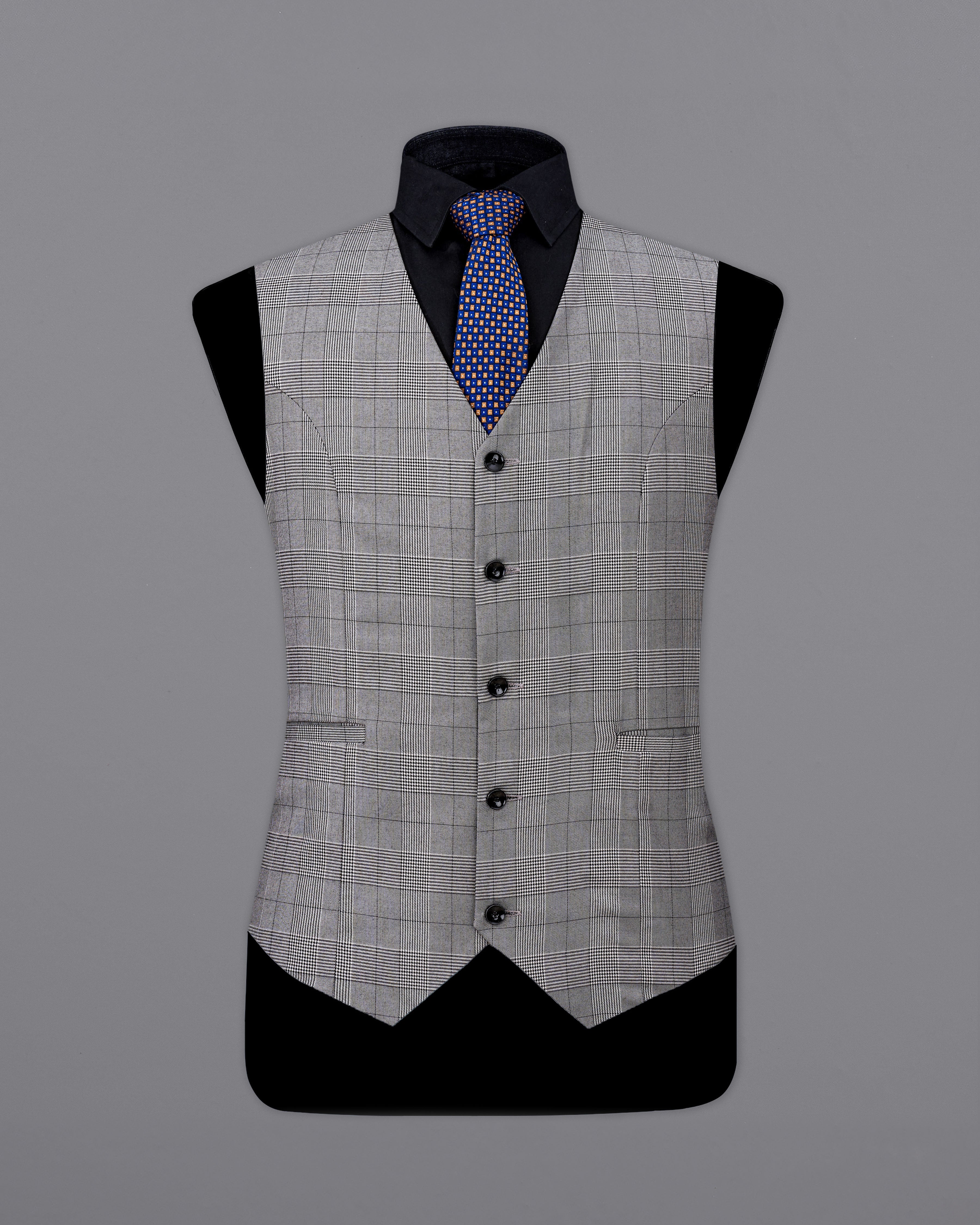 Storm Dust Gray Plaid Waistcoat V2267-36, V2267-38, V2267-40, V2267-42, V2267-44, V2267-46, V2267-48, V2267-50, V2267-52, V2267-54, V2267-56, V2267-58, V2267-60