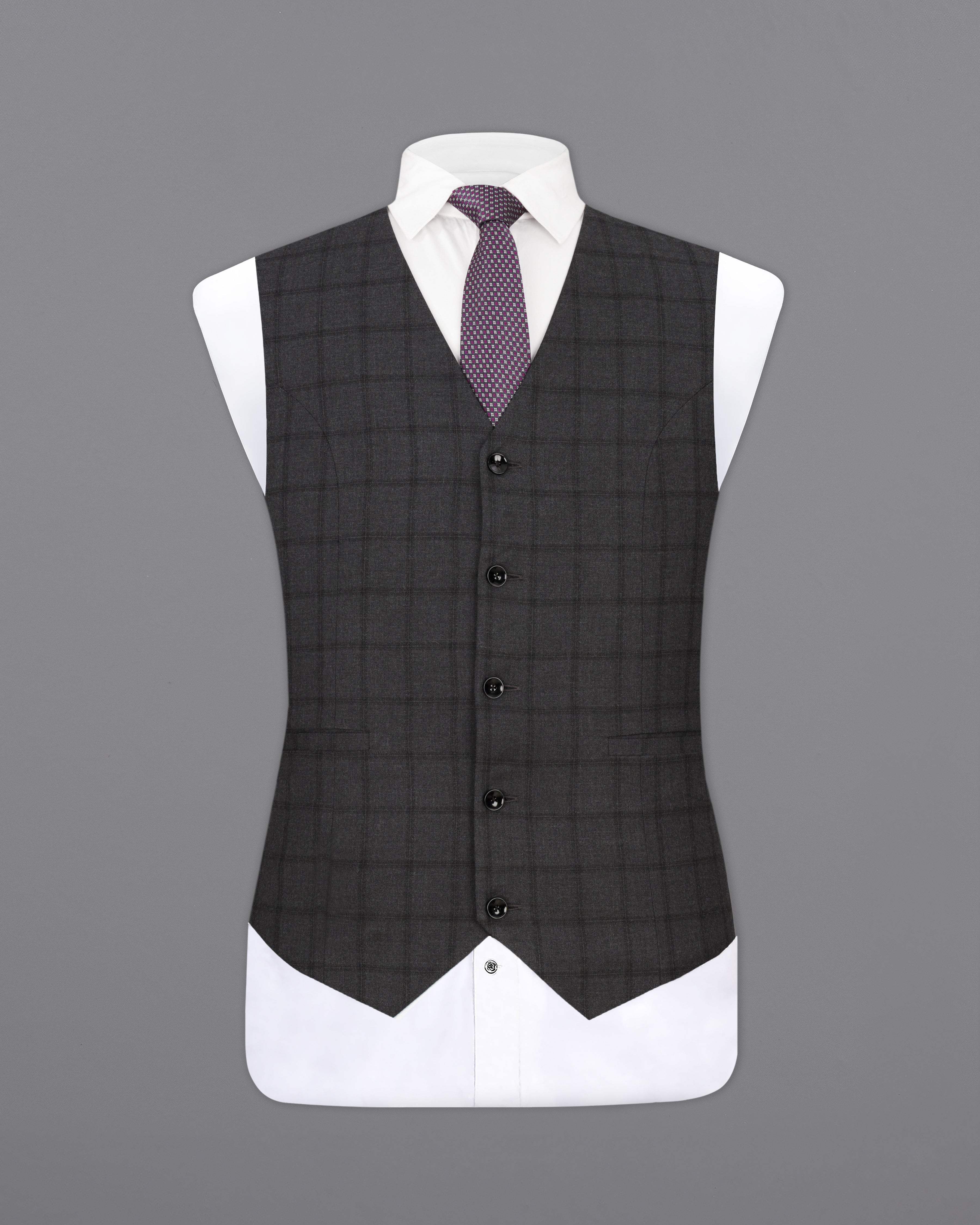 Baltic Black Windowpane Waistcoat