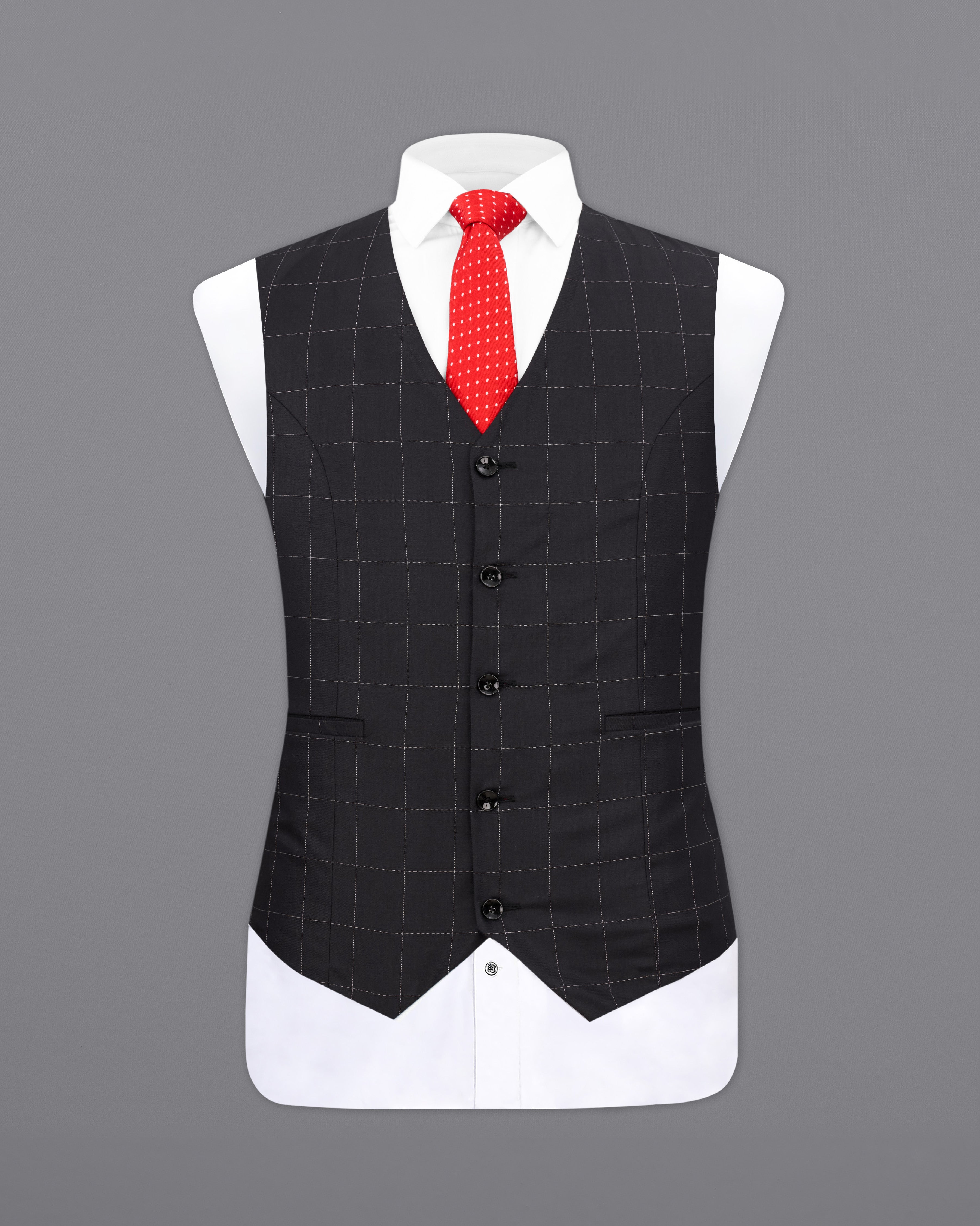 Jade Black Plaid Waistcoat V2328-36, V2328-38, V2328-40, V2328-42, V2328-44, V2328-46, V2328-48, V2328-50, V2328-52, V2328-54, V2328-56, V2328-58, V2328-60