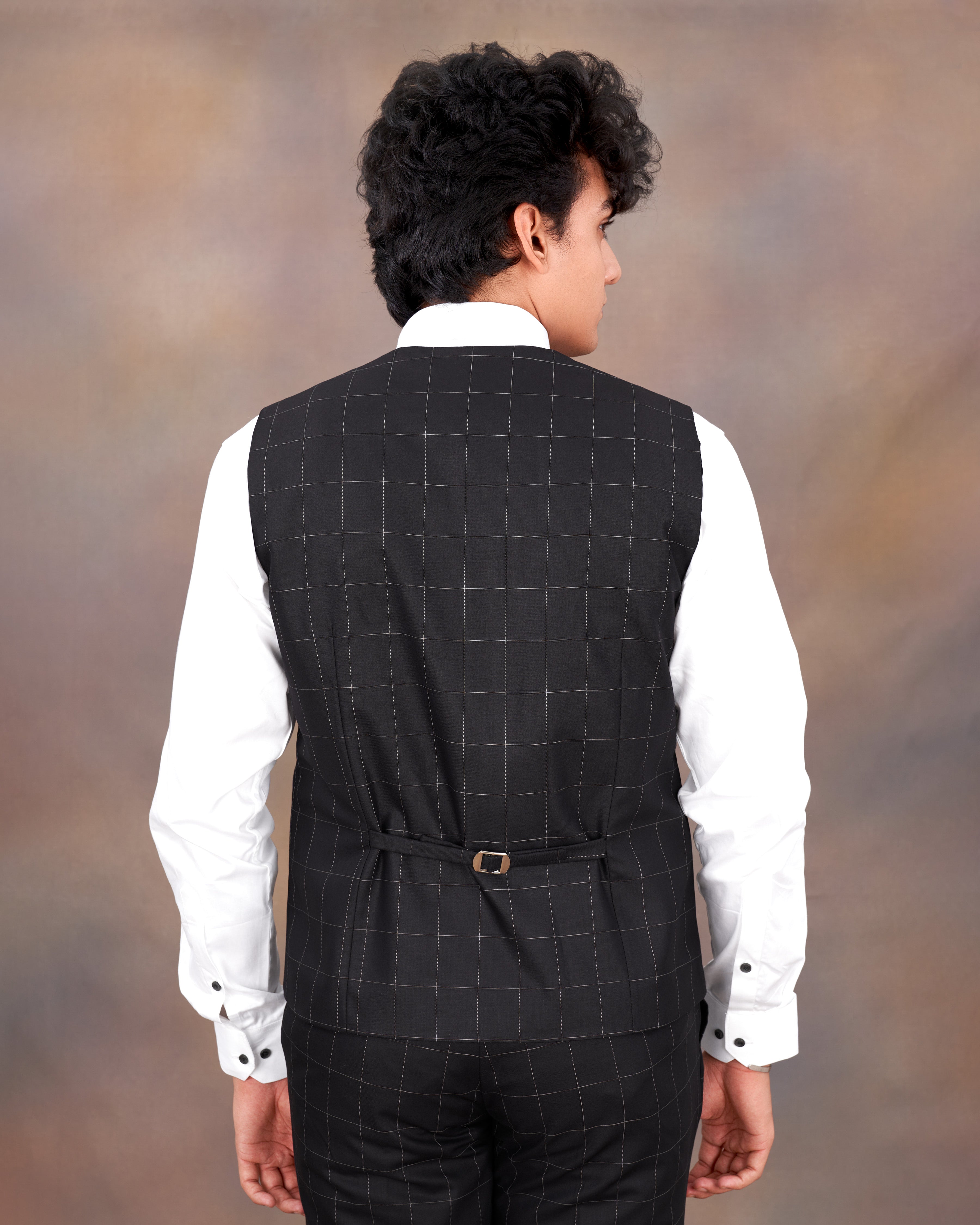 Jade Black Plaid Waistcoat V2328-36, V2328-38, V2328-40, V2328-42, V2328-44, V2328-46, V2328-48, V2328-50, V2328-52, V2328-54, V2328-56, V2328-58, V2328-60