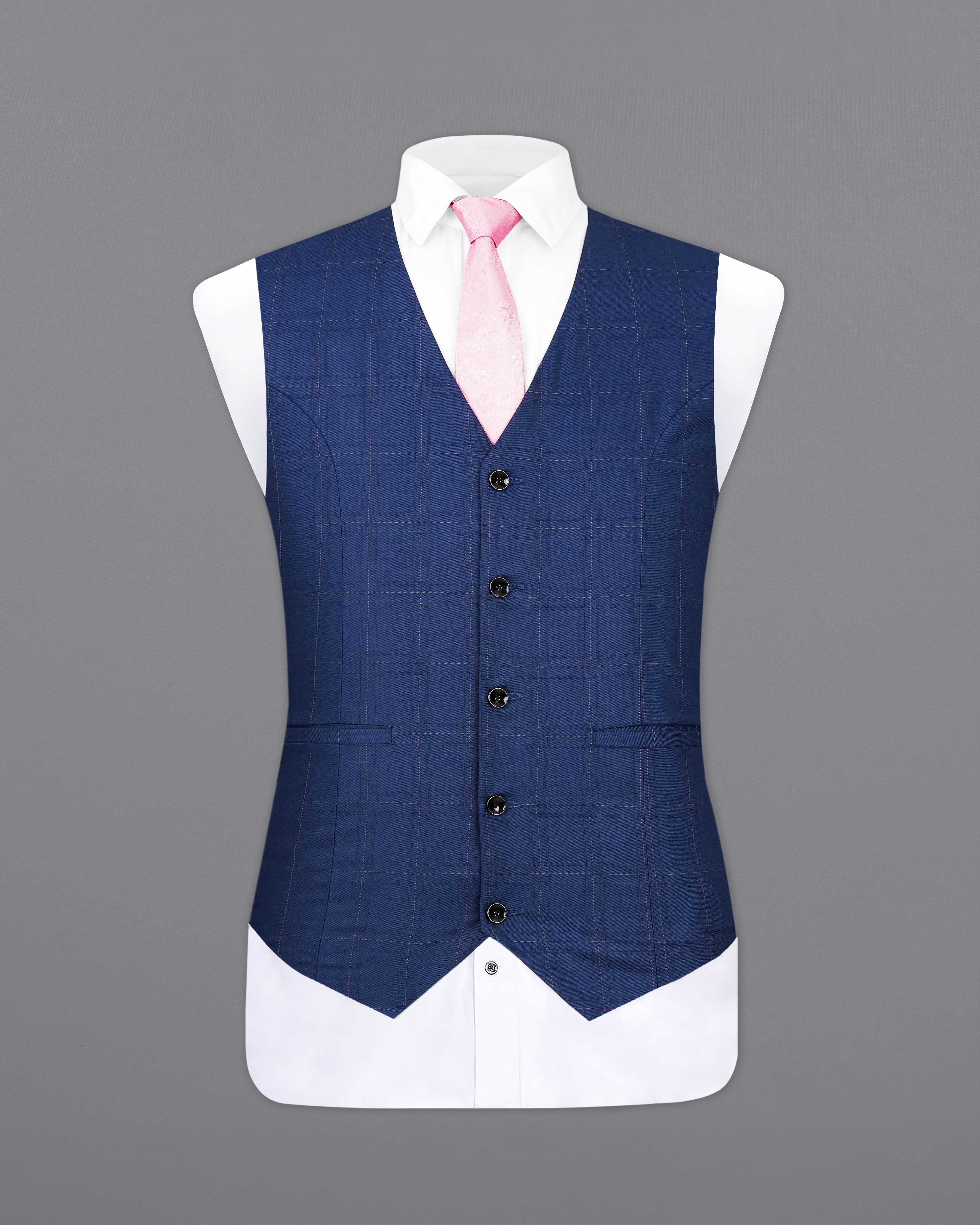 Pickled Blue Windowpane and White Waistcoat V2369-36, V2369-38, V2369-40, V2369-42, V2369-44, V2369-46, V2369-48, V2369-50, V2369-52, V2369-54, V2369-56, V2369-58, V2369-60