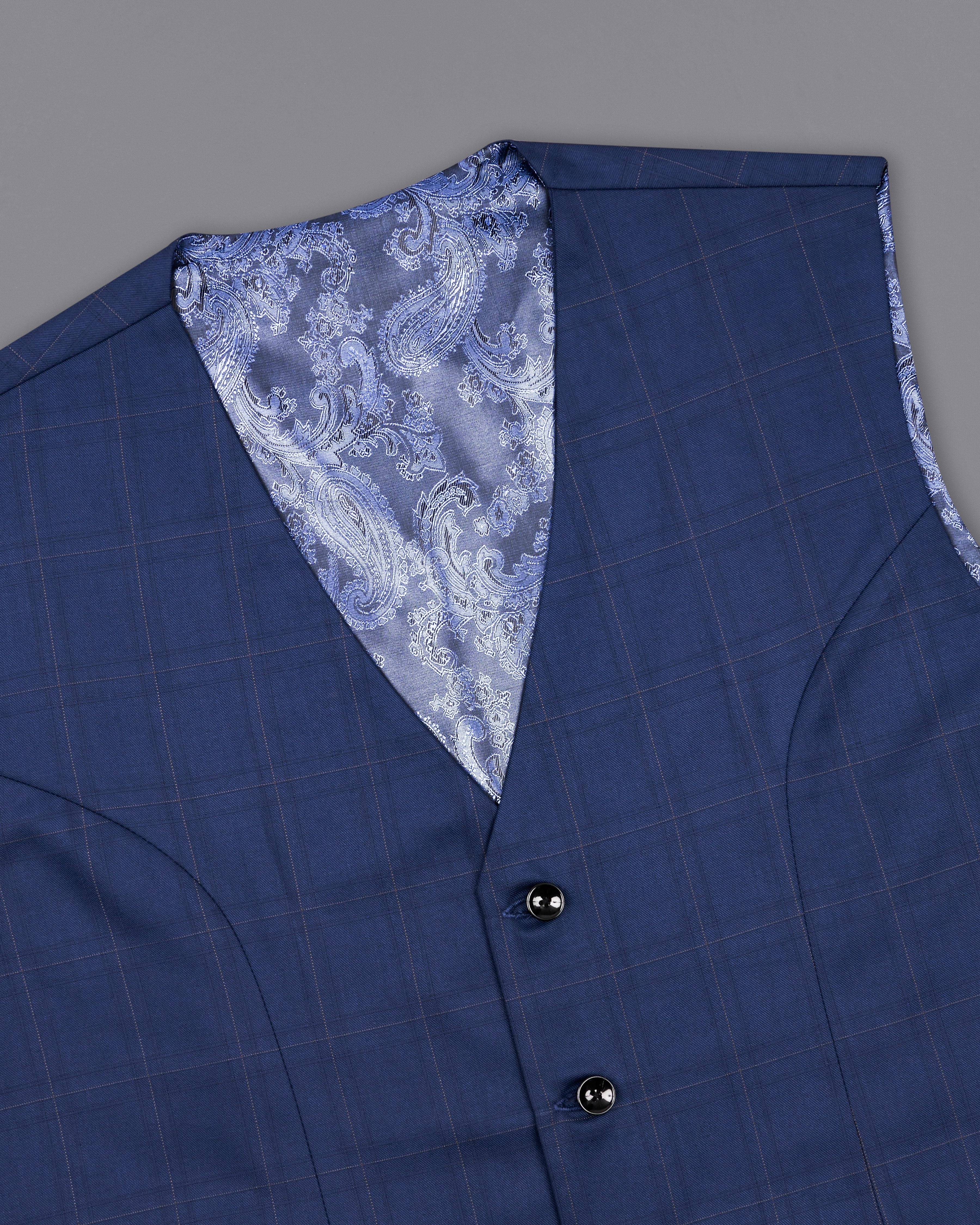 Pickled Blue Windowpane and White Waistcoat V2369-36, V2369-38, V2369-40, V2369-42, V2369-44, V2369-46, V2369-48, V2369-50, V2369-52, V2369-54, V2369-56, V2369-58, V2369-60