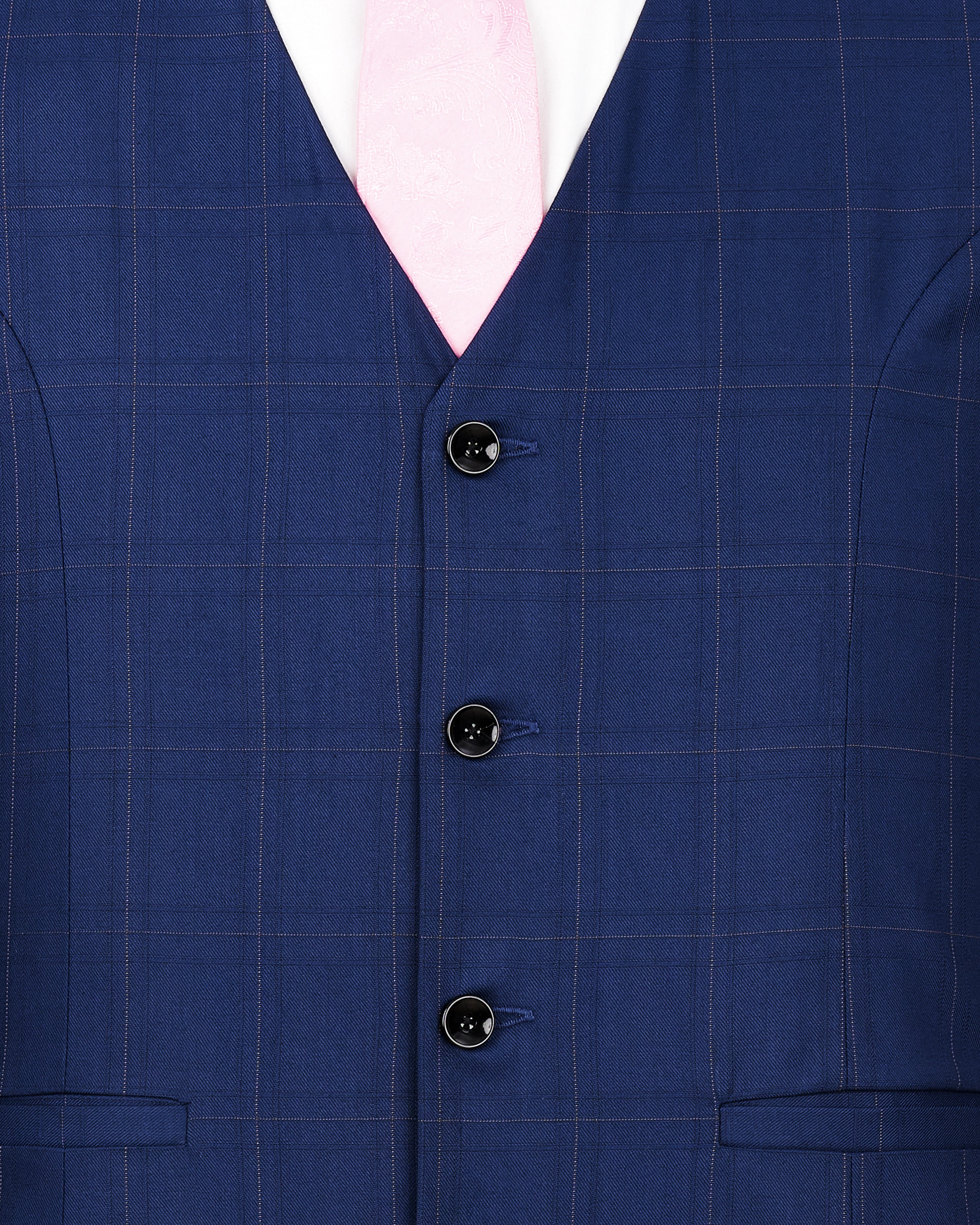 Pickled Blue Windowpane and White Waistcoat V2369-36, V2369-38, V2369-40, V2369-42, V2369-44, V2369-46, V2369-48, V2369-50, V2369-52, V2369-54, V2369-56, V2369-58, V2369-60