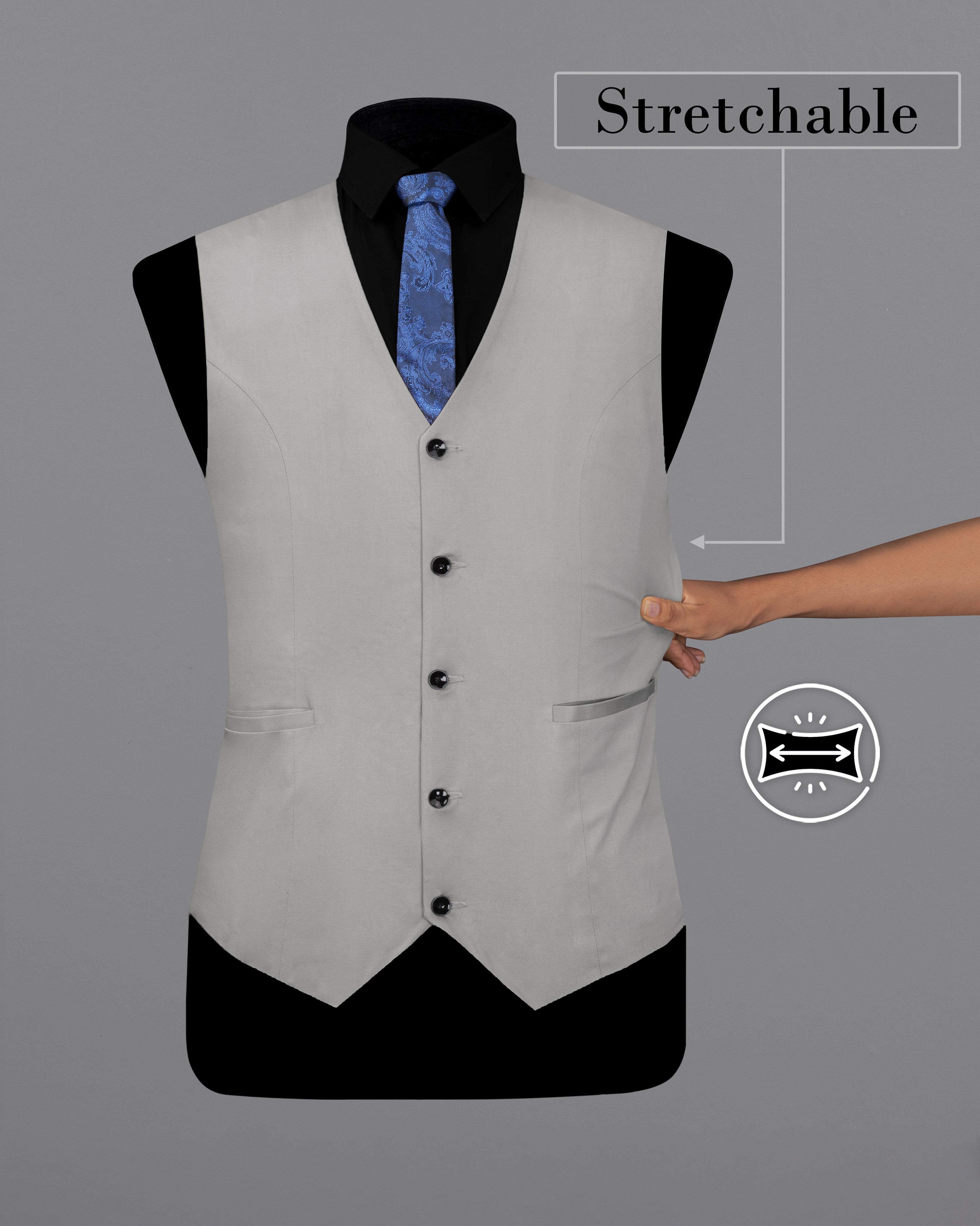 Martini Gray Stretchable Premium Cotton Waistcoat V2667-36, V2667-38, V2667-40, V2667-42, V2667-44, V2667-46, V2667-48, V2667-50, V2667-52, V2667-54, V2667-56, V2667-58, V2667-60