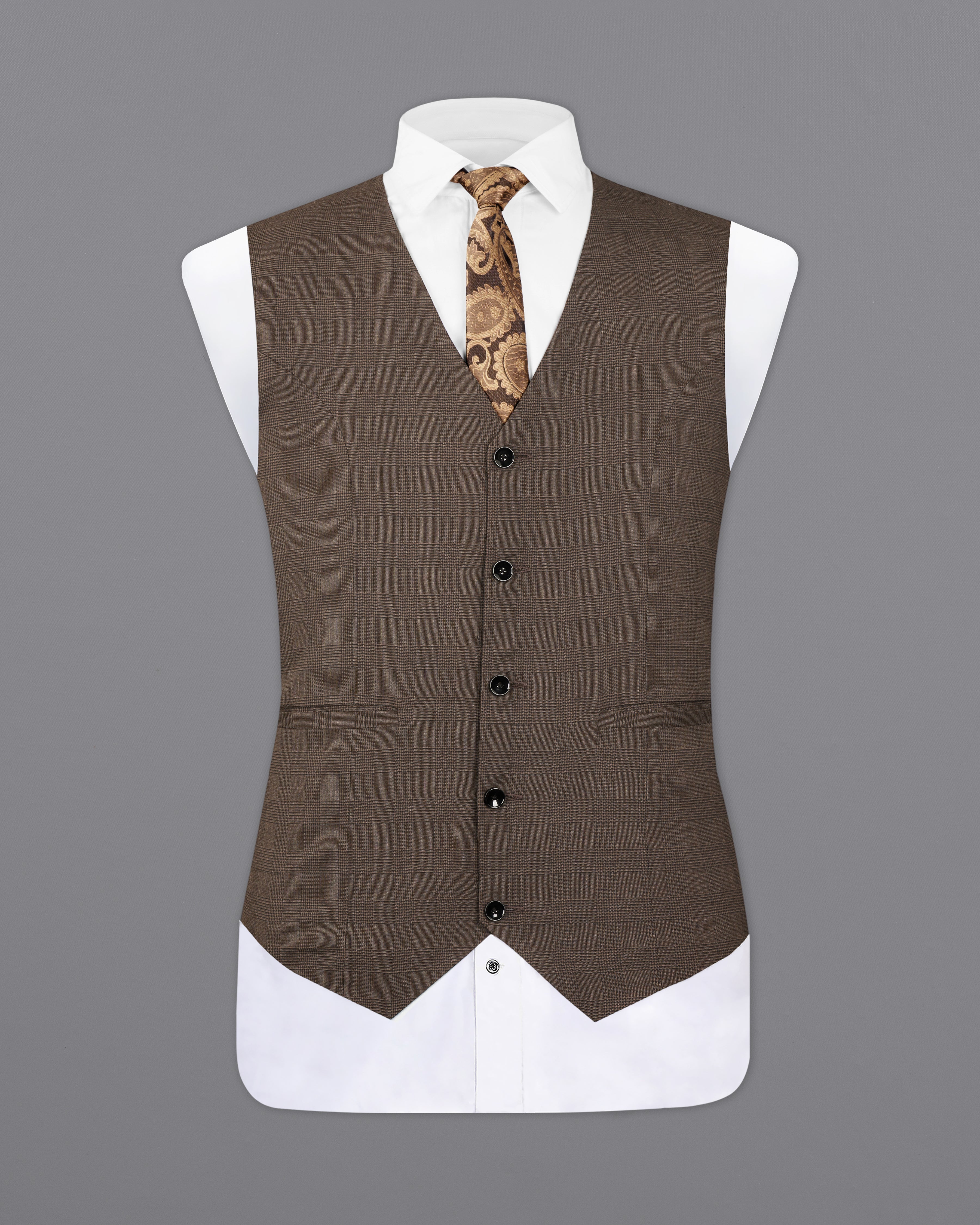 Taupe Coffee Brown Waistcoat V2703-36, V2703-38, V2703-40, V2703-42, V2703-44, V2703-46, V2703-48, V2703-50, V2703-52, V2703-54, V2703-56, V2703-58, V2703-60