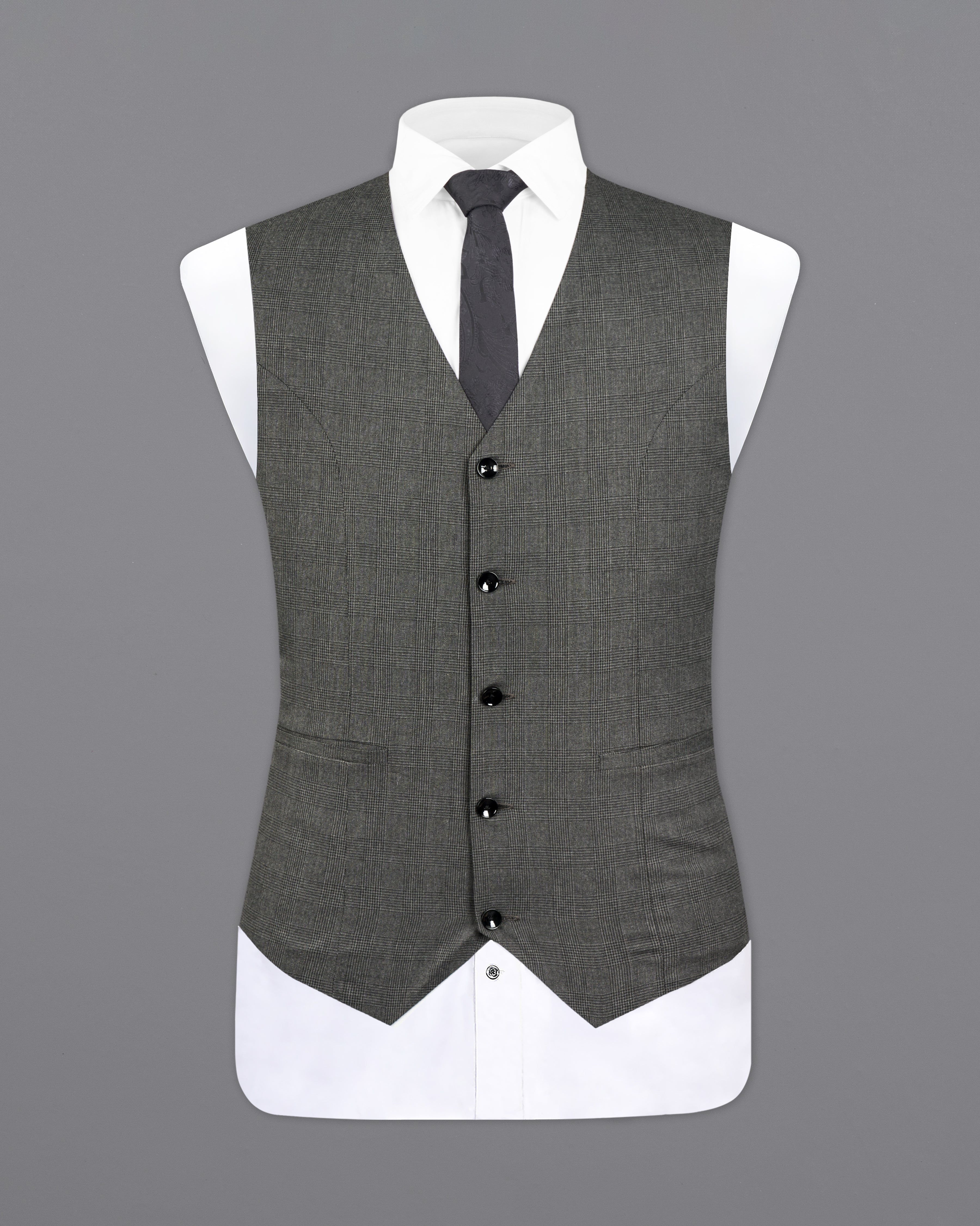 Tundora Dark Gray Subtle Plaid Waistcoat V2723-36, V2723-38, V2723-40, V2723-42, V2723-44, V2723-46, V2723-48, V2723-50, V2723-52, V2723-54, V2723-56, V2723-58, V2723-60