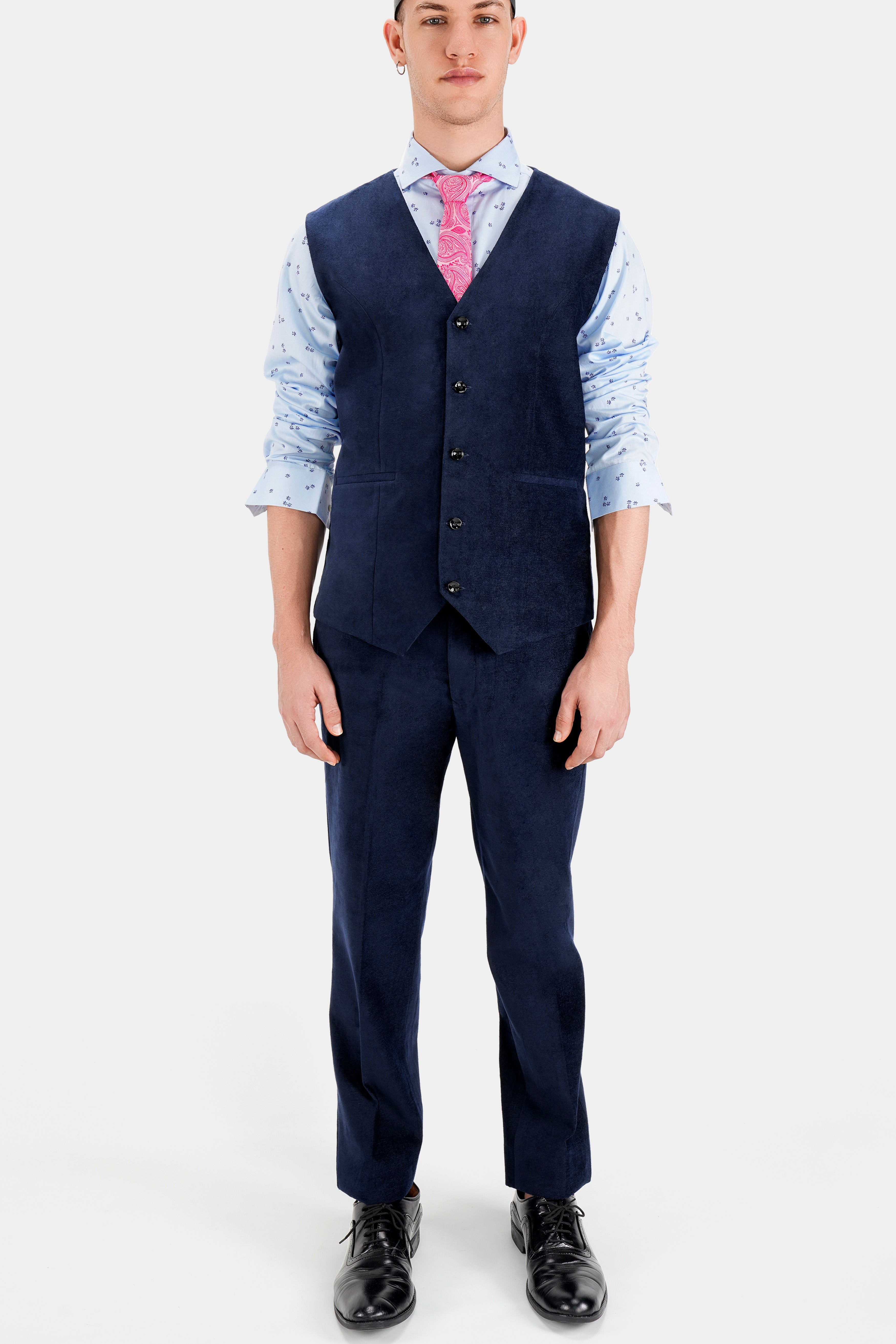 Mirage Blue Solid Waistcoat