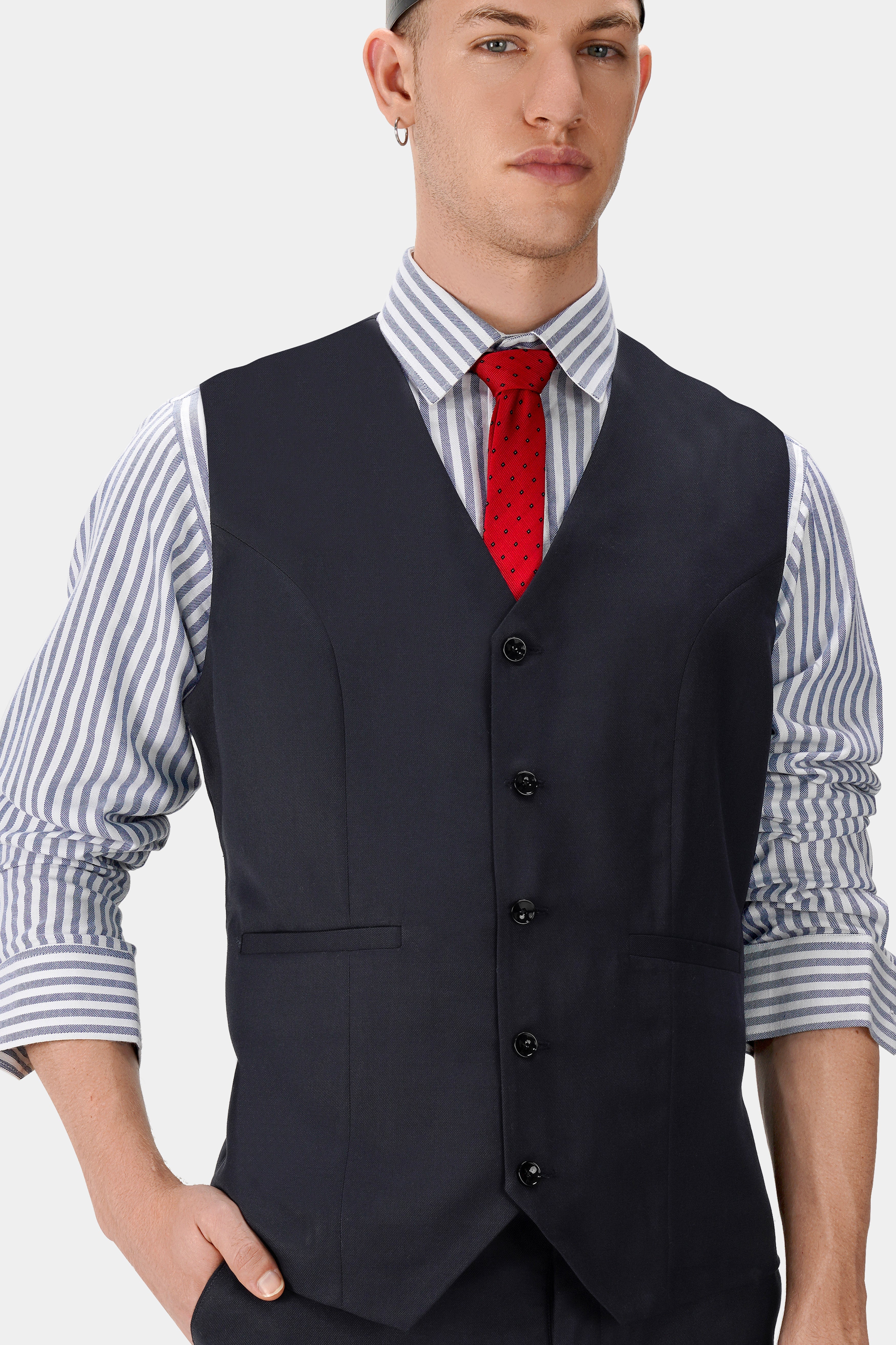 Mirage Blue Wool Rich Waistcoat