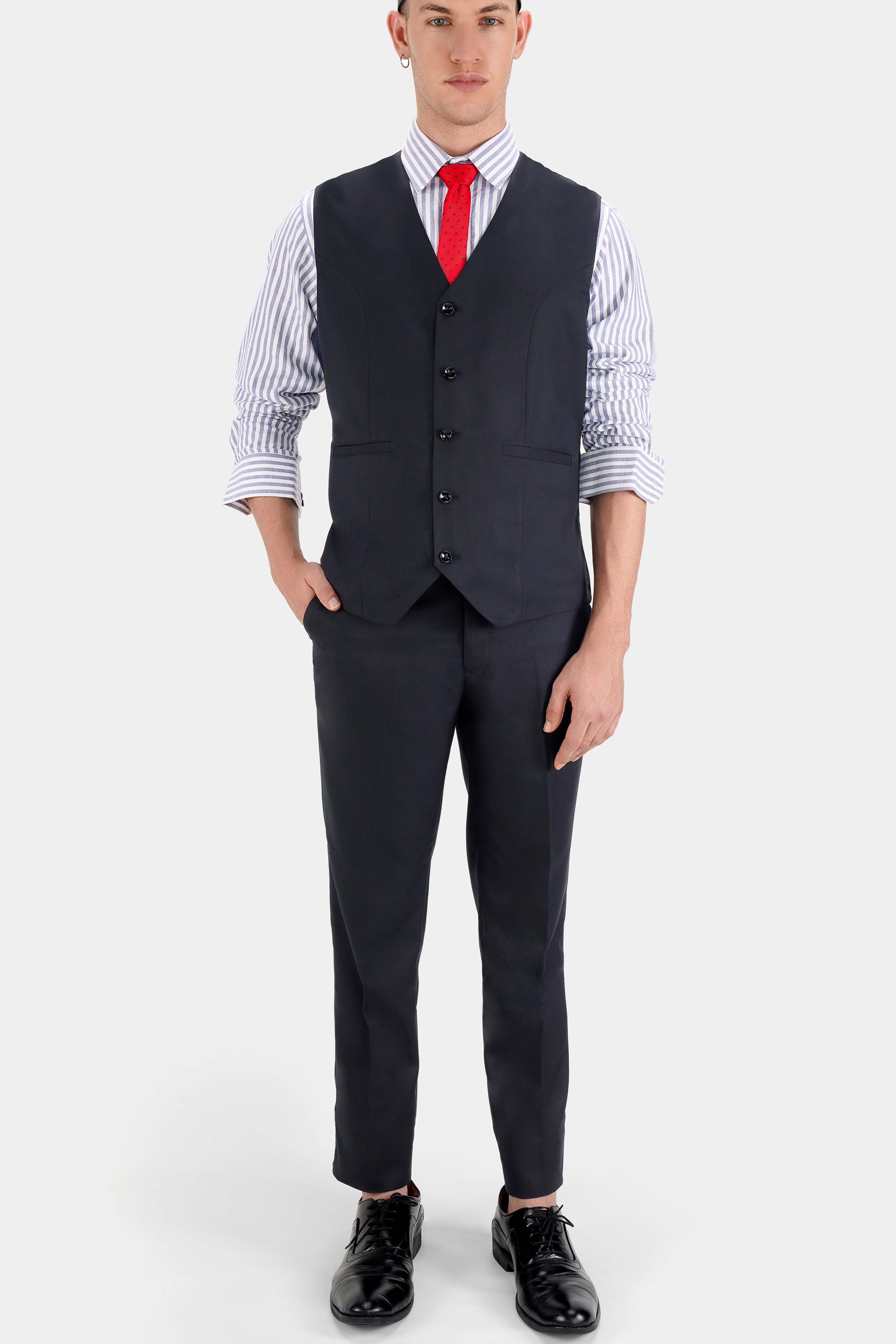 Mirage Blue Wool Rich Waistcoat