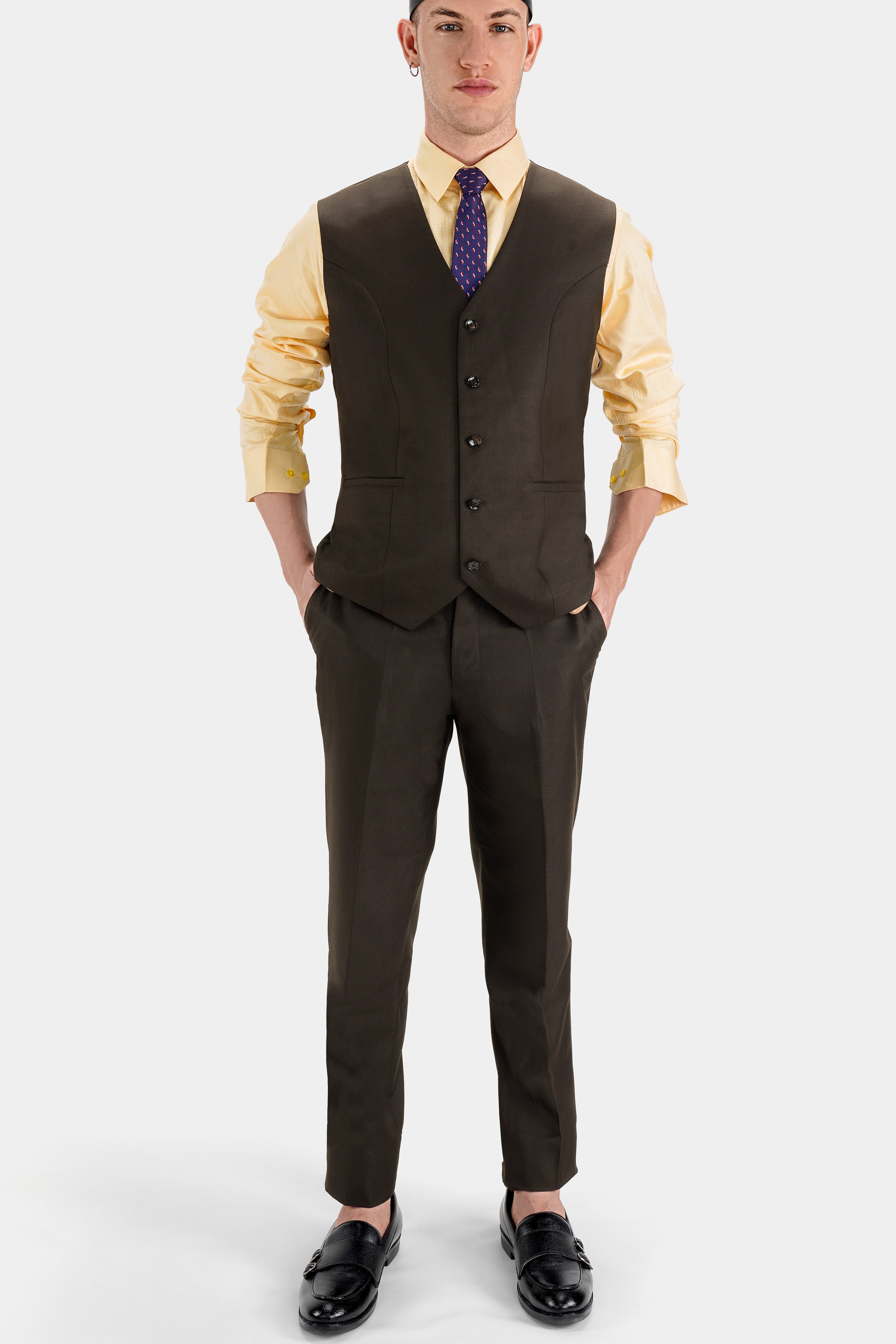 Zeus Brown Wool Rich Waistcoat