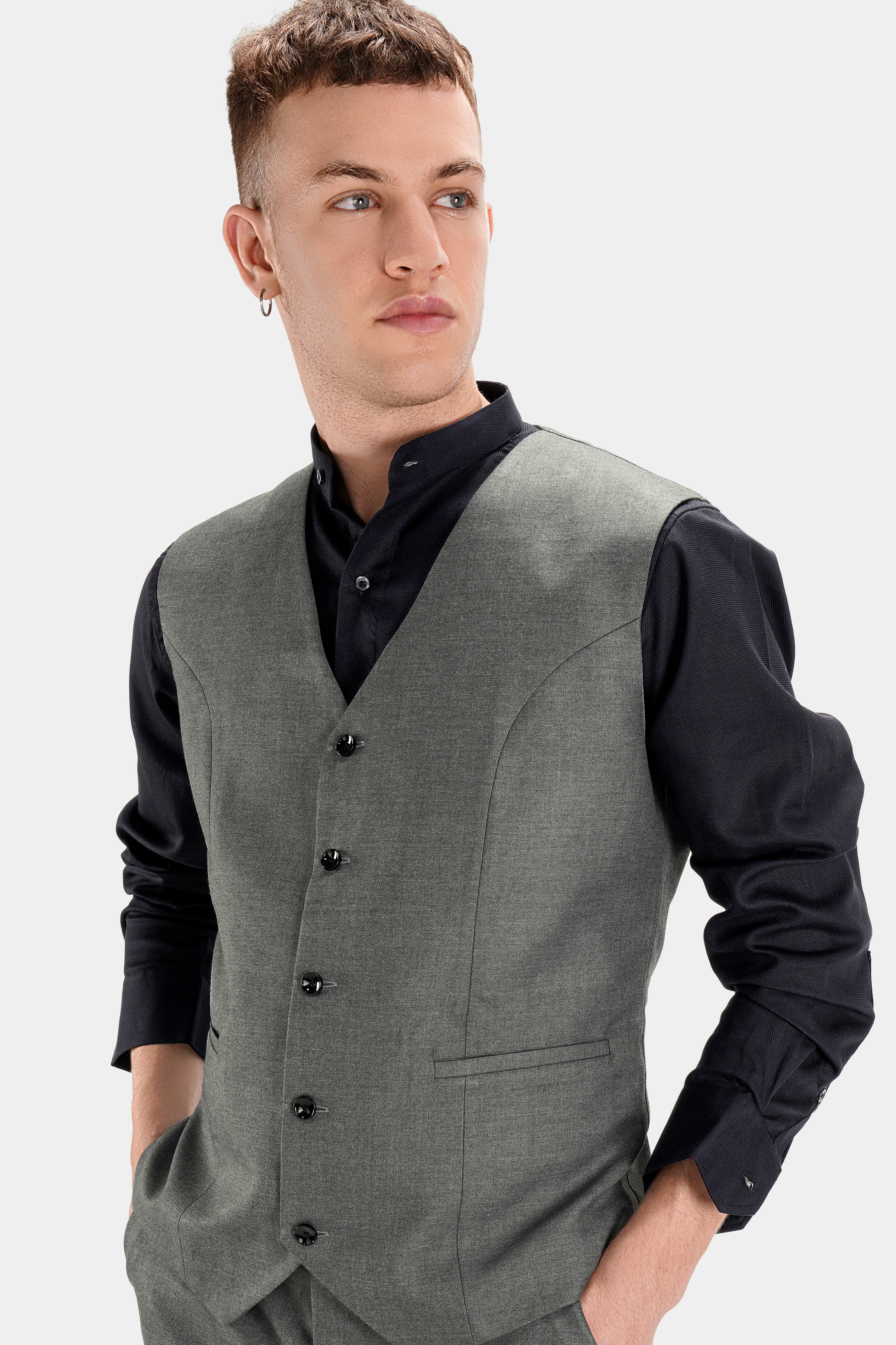 Fuscous Gray Wool Rich Waistcoat