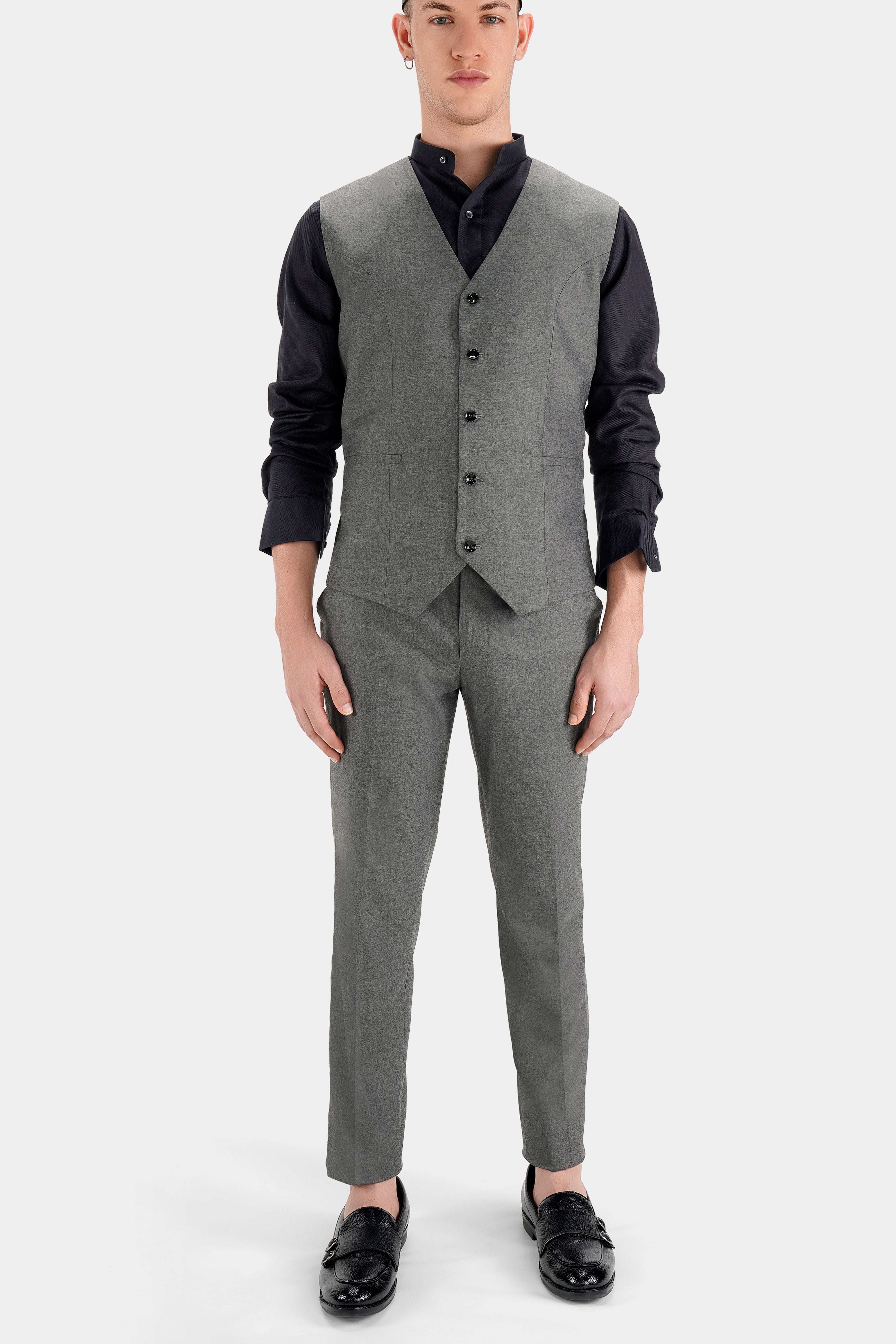 Fuscous Gray Wool Rich Waistcoat