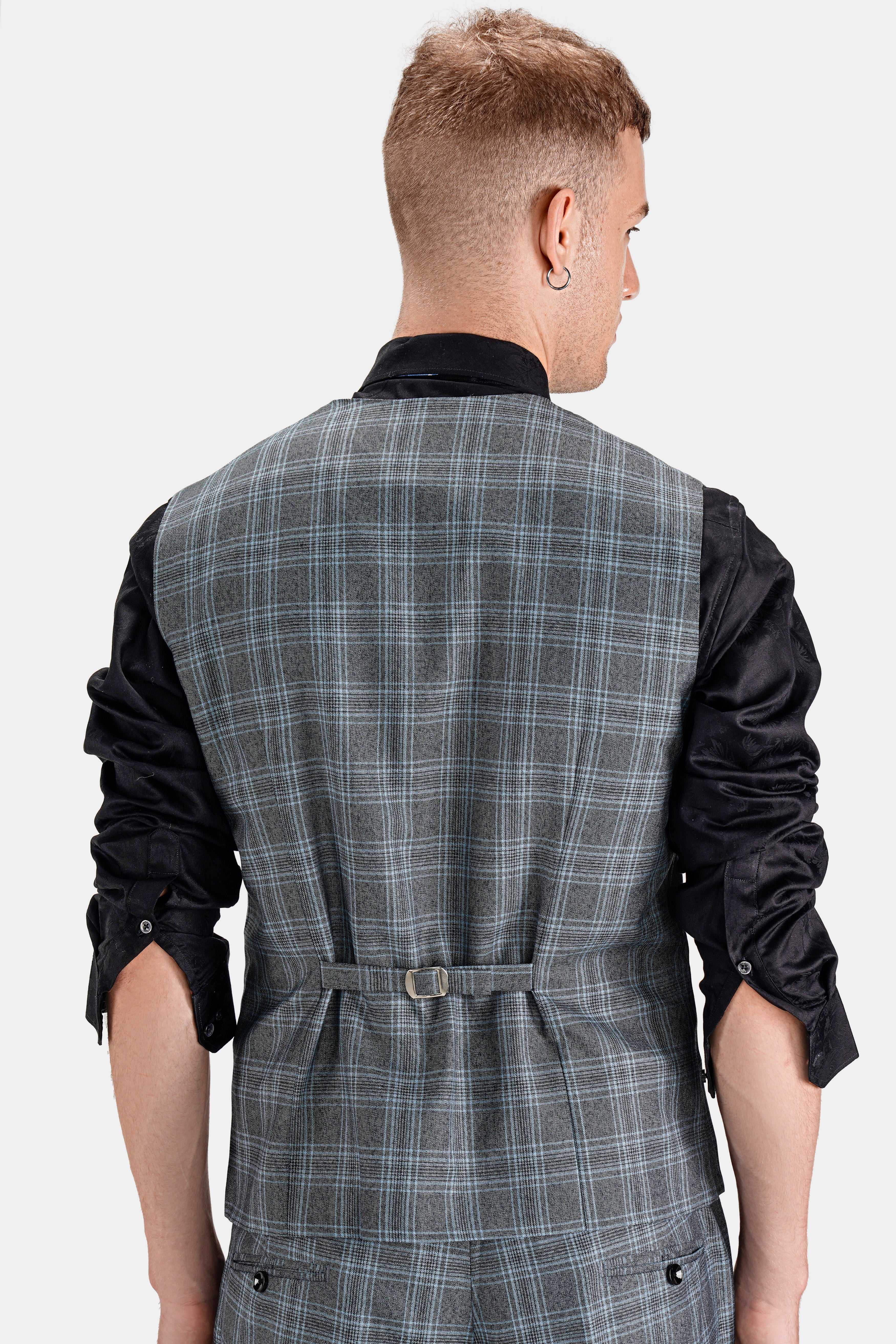 Ironside and Casper Gray Plaid Wool Rich Waistcoat V2744-36, V2744-38, V2744-40, V2744-42, V2744-44, V2744-46, V2744-48, V2744-50, V2744-52, V2744-54, V2744-56, V2744-58, V2744-60