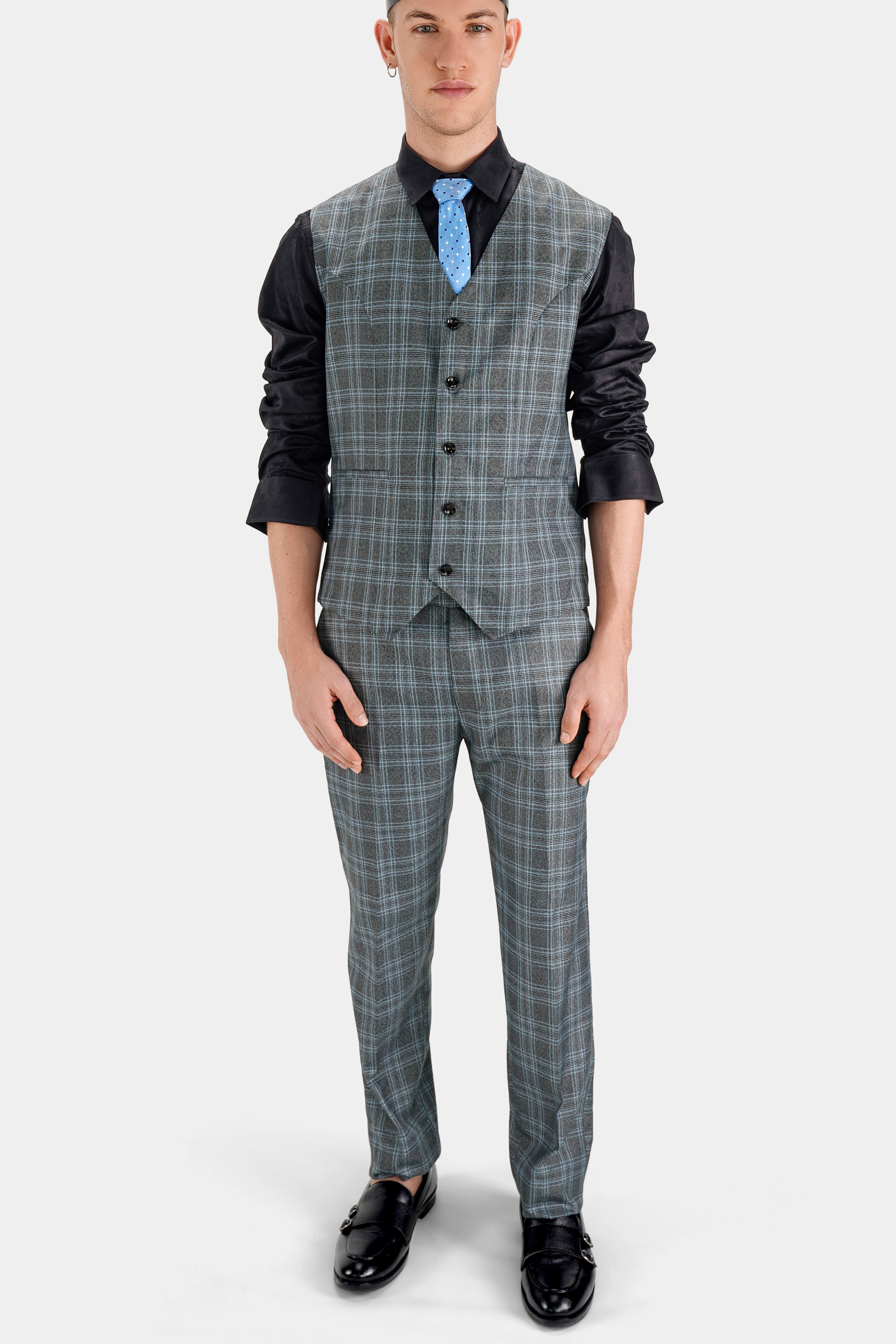 Ironside and Casper Gray Plaid Wool Rich Waistcoat