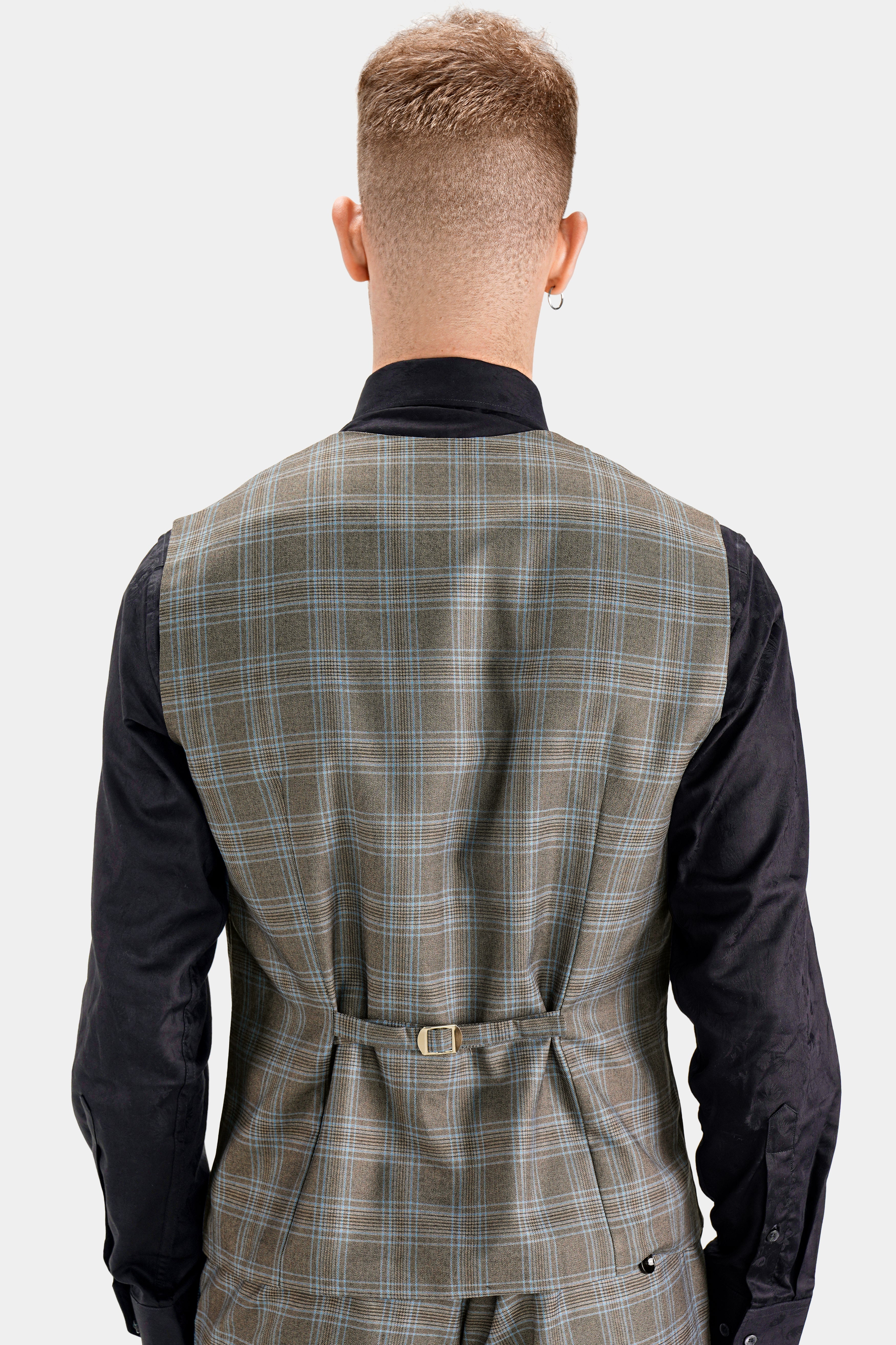 Dorado Brown with Casper Gray Plaid Wool Rich Waistcoat V2745-36, V2745-38, V2745-40, V2745-42, V2745-44, V2745-46, V2745-48, V2745-50, V2745-52, V2745-54, V2745-56, V2745-58, V2745-60