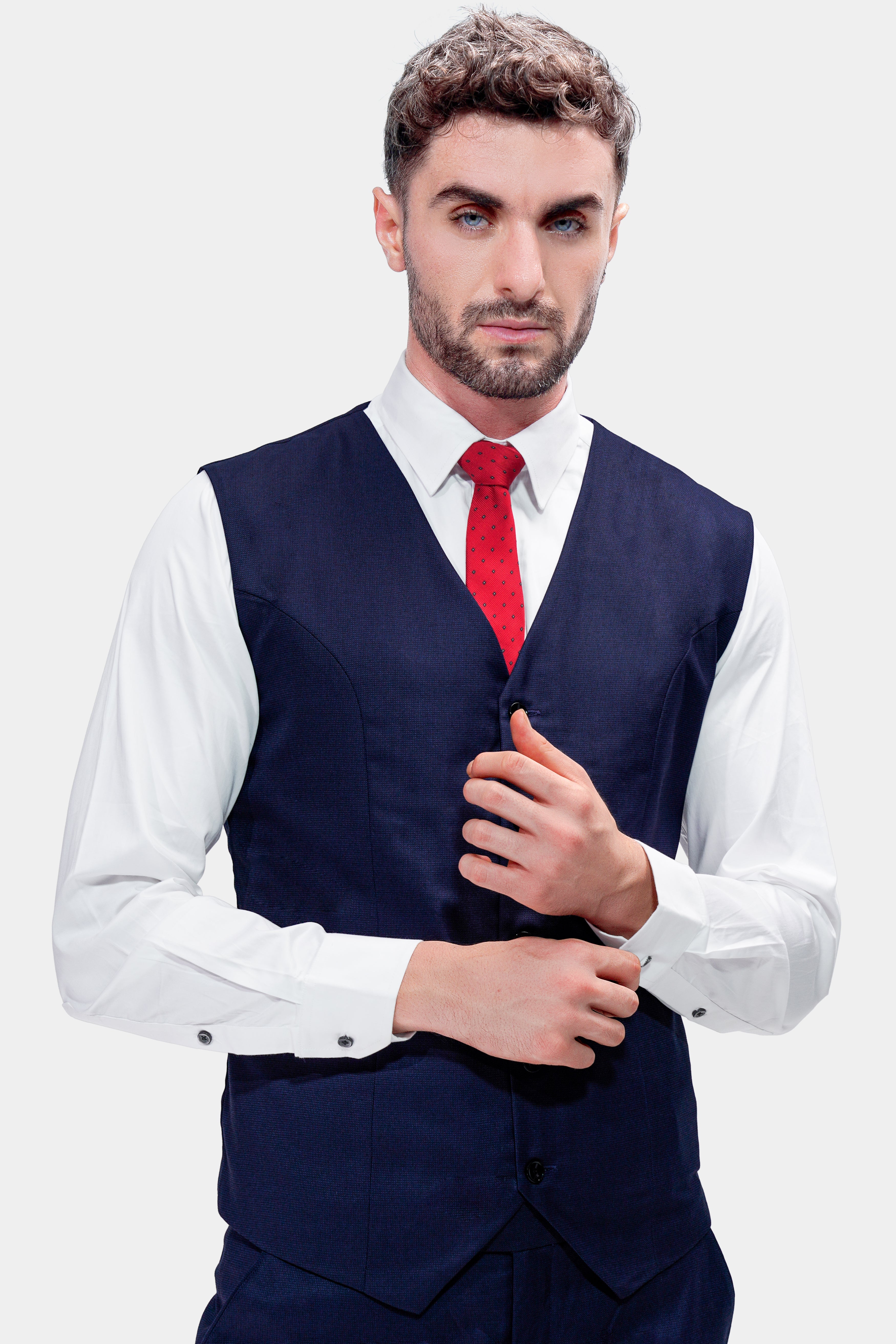 Midnight Navy Blue Wool Rich Waistcoat V2753-36, V2753-38, V2753-40, V2753-42, V2753-44, V2753-46, V2753-48, V2753-50, V2753-52, V2753-54, V2753-56, V2753-58, V2753-60