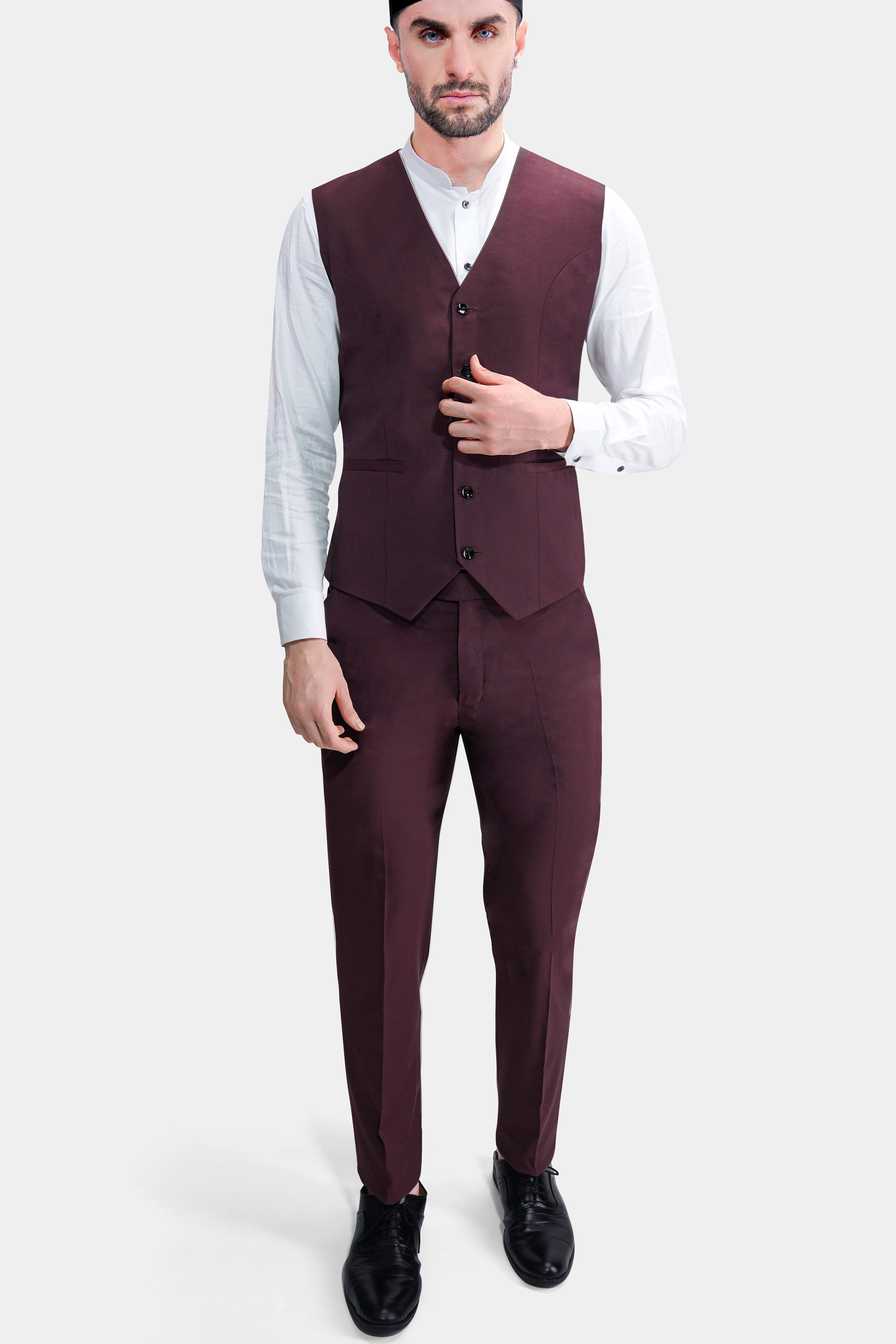 Matterhorn Maroon Wool Rich Waistcoat