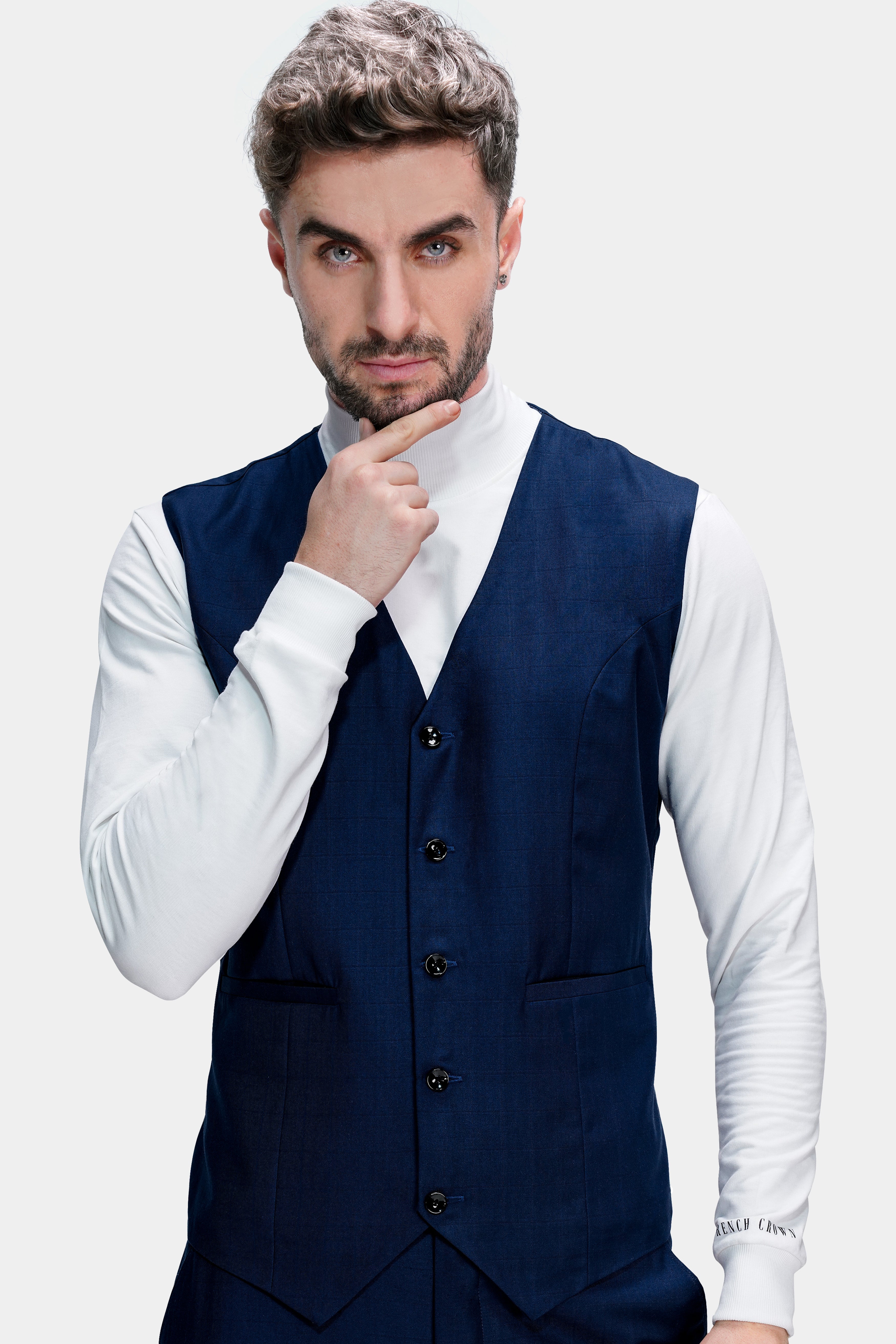 Tuna Blue Wool Rich Waistcoat V2762-36, V2762-38, V2762-40, V2762-42, V2762-44, V2762-46, V2762-48, V2762-50, V2762-52, V2762-54, V2762-56, V2762-58, V2762-60