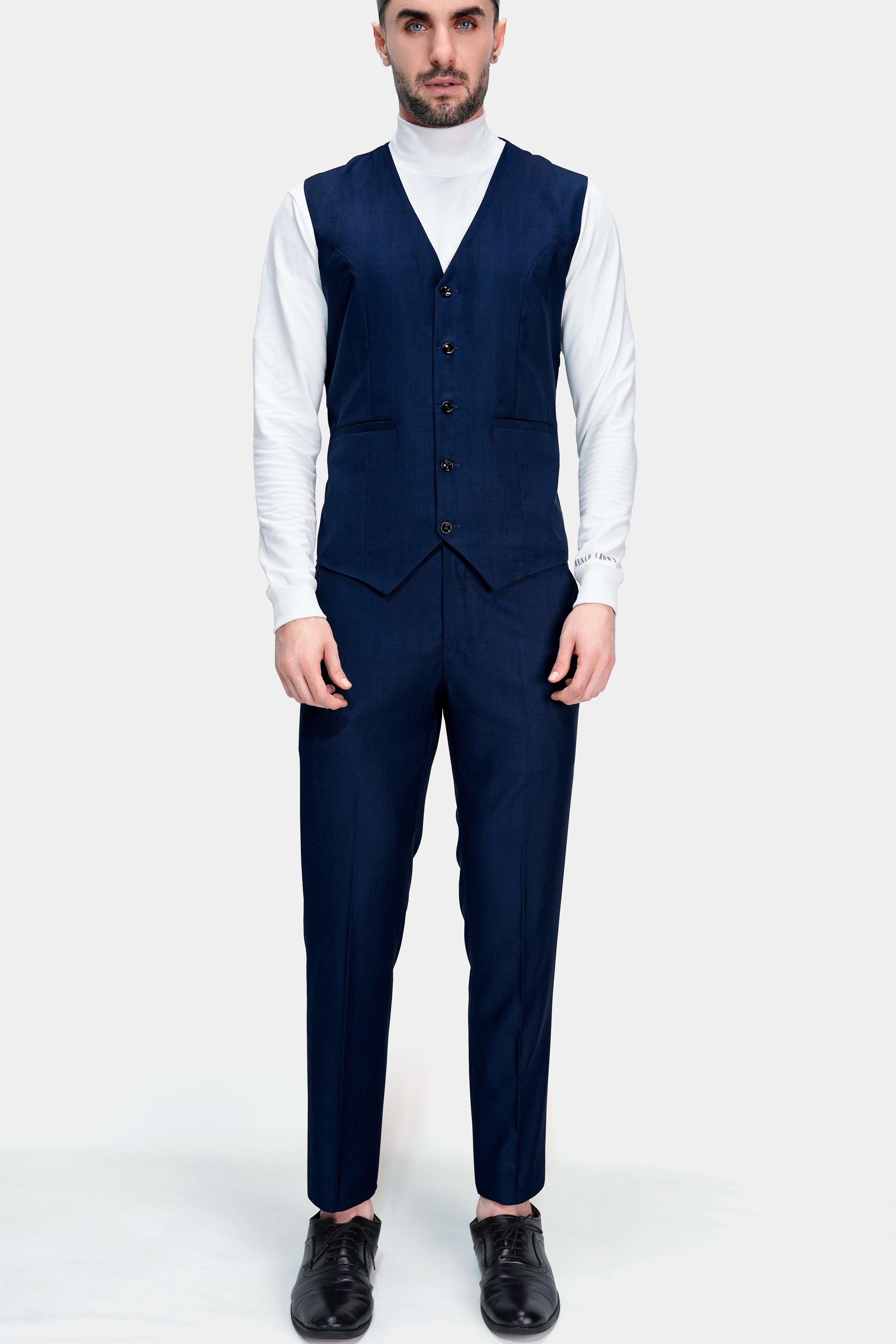 Tuna Blue Wool Rich Waistcoat