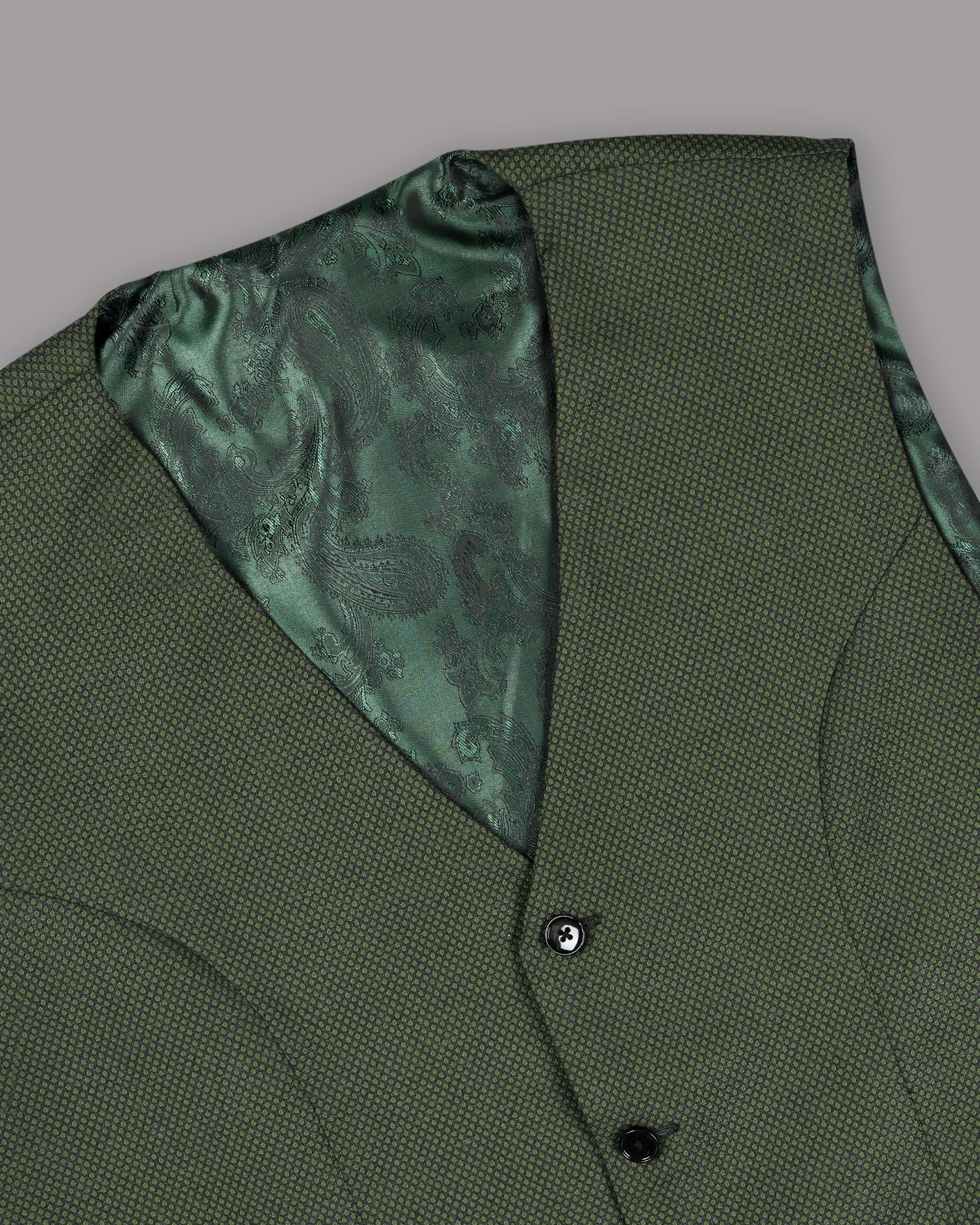 Crocodile Green Micro Dotted Wool Blend Waistcoat V821-46, V821-52, V821-36, V821-38, V821-42, V821-44, V821-50, V821-54, V821-56, V821-58, V821-60, V821-40, V821-48