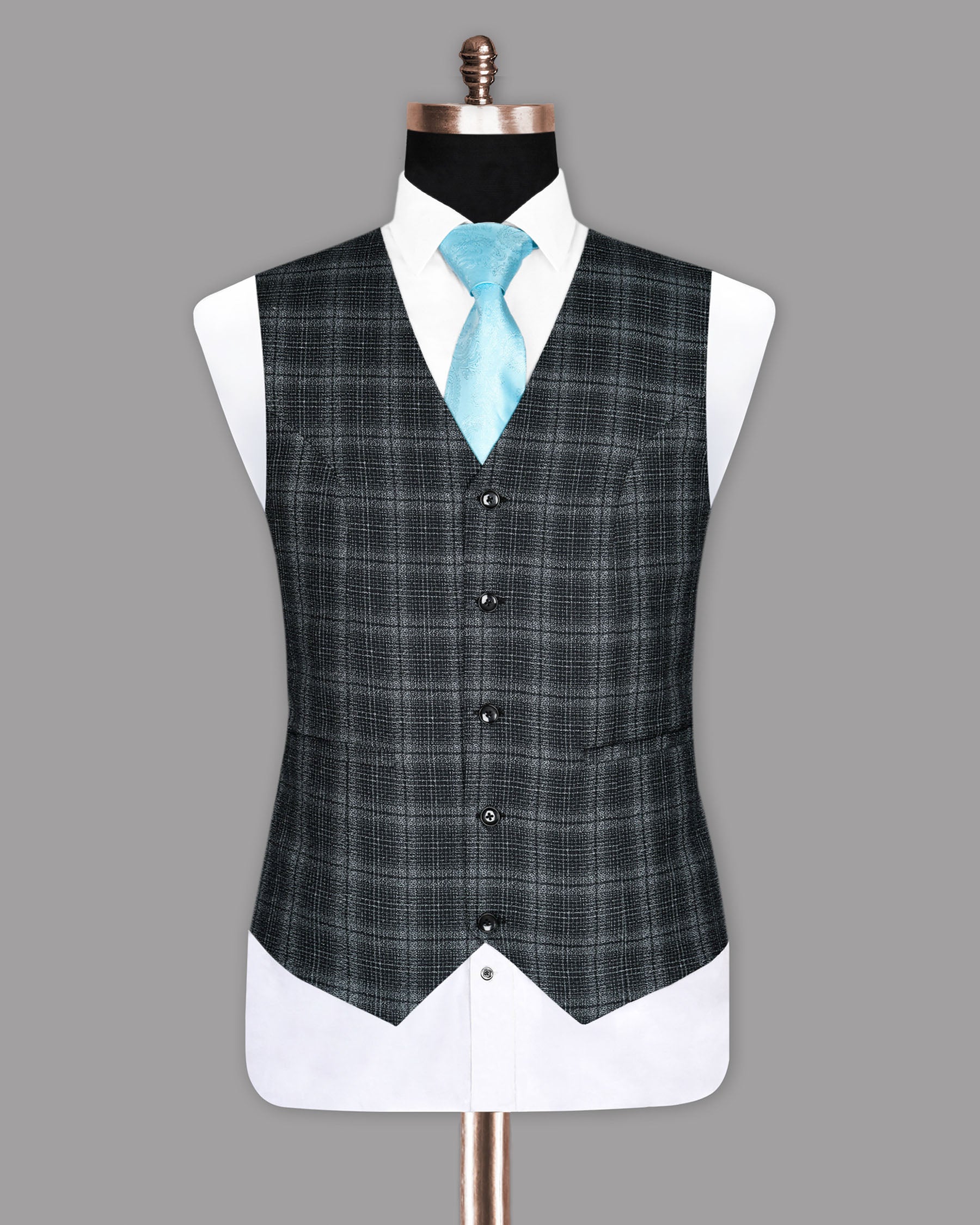 Charcoal Windowpane Wool Rich Waistcoat V862-42, V862-44, V862-52, V862-56, V862-58, V862-60, V862-40, V862-54, V862-36, V862-38, V862-46, V862-48, V862-50