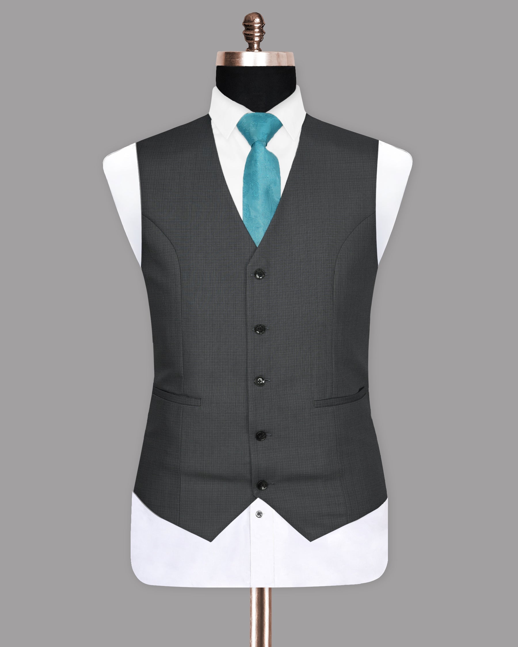 Anchor Grey Micro Checked Waistcoat V936-42, V936-44, V936-46, V936-58, V936-60, V936-40, V936-52, V936-54, V936-56, V936-36, V936-50, V936-38, V936-48