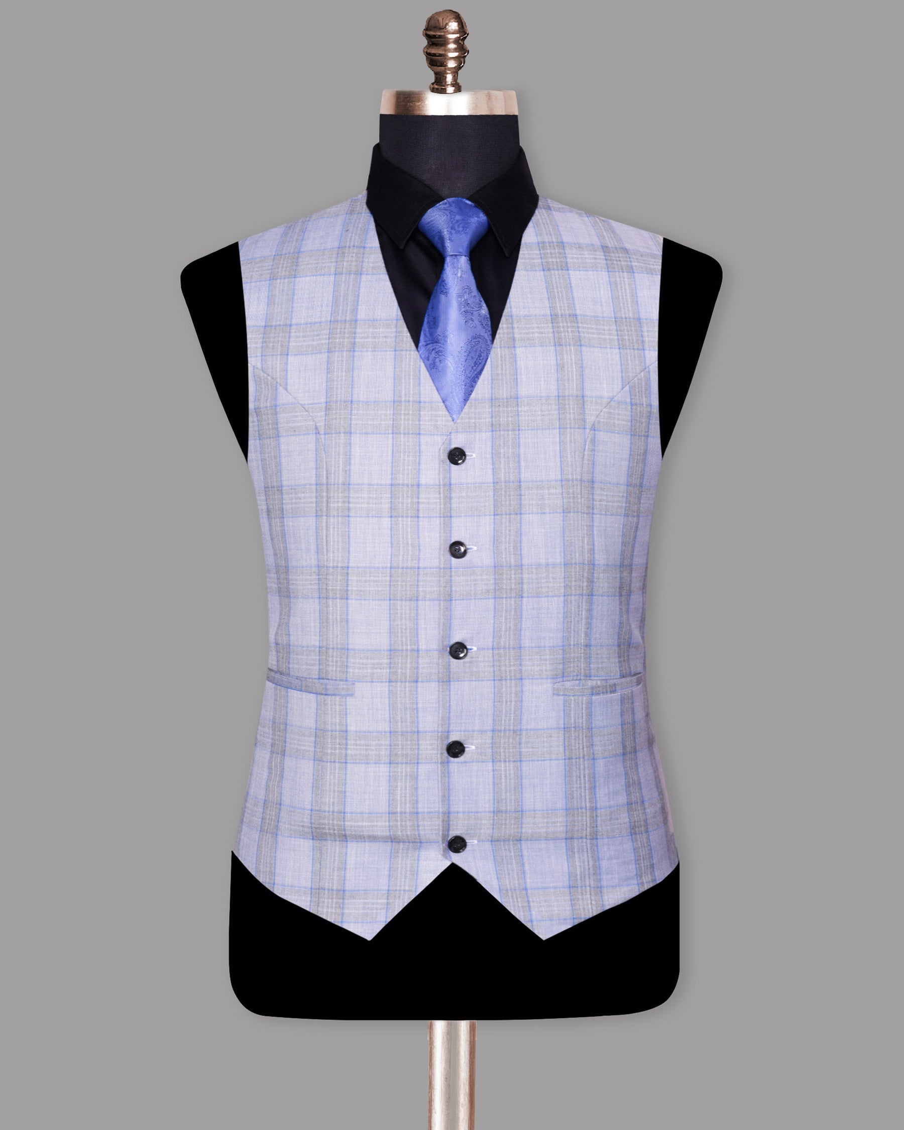 Light Grey Windowpane Waistcoat V941-56, V941-52, V941-44, V941-46, V941-48, V941-50, V941-54, V941-58, V941-36, V941-38, V941-40, V941-42, V941-60