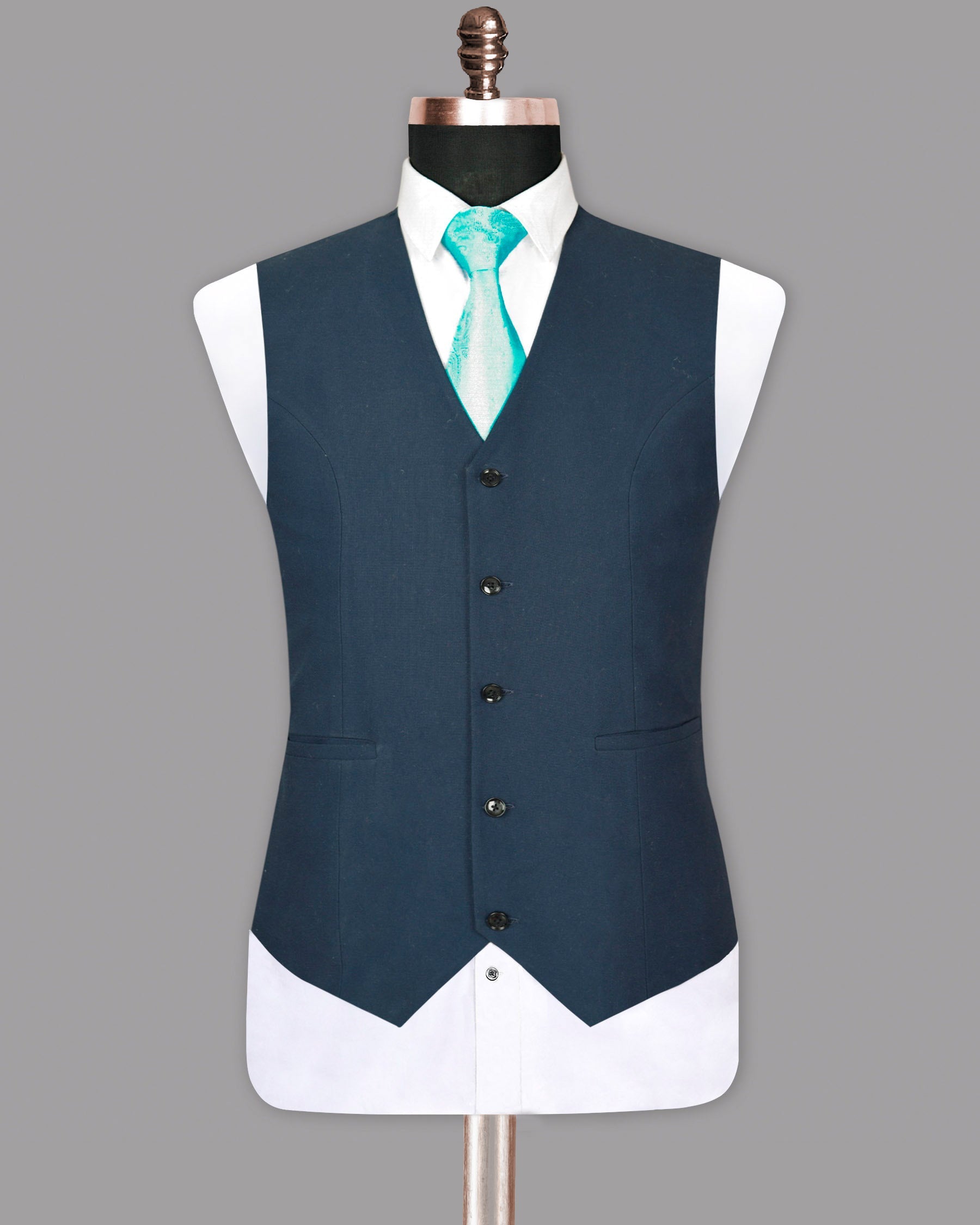 Aegean Blue Premium Cotton Waistcoat V958-54, V958-56, V958-44, V958-38, V958-58, V958-50, V958-52, V958-40, V958-42, V958-60, V958-36, V958-46, V958-48