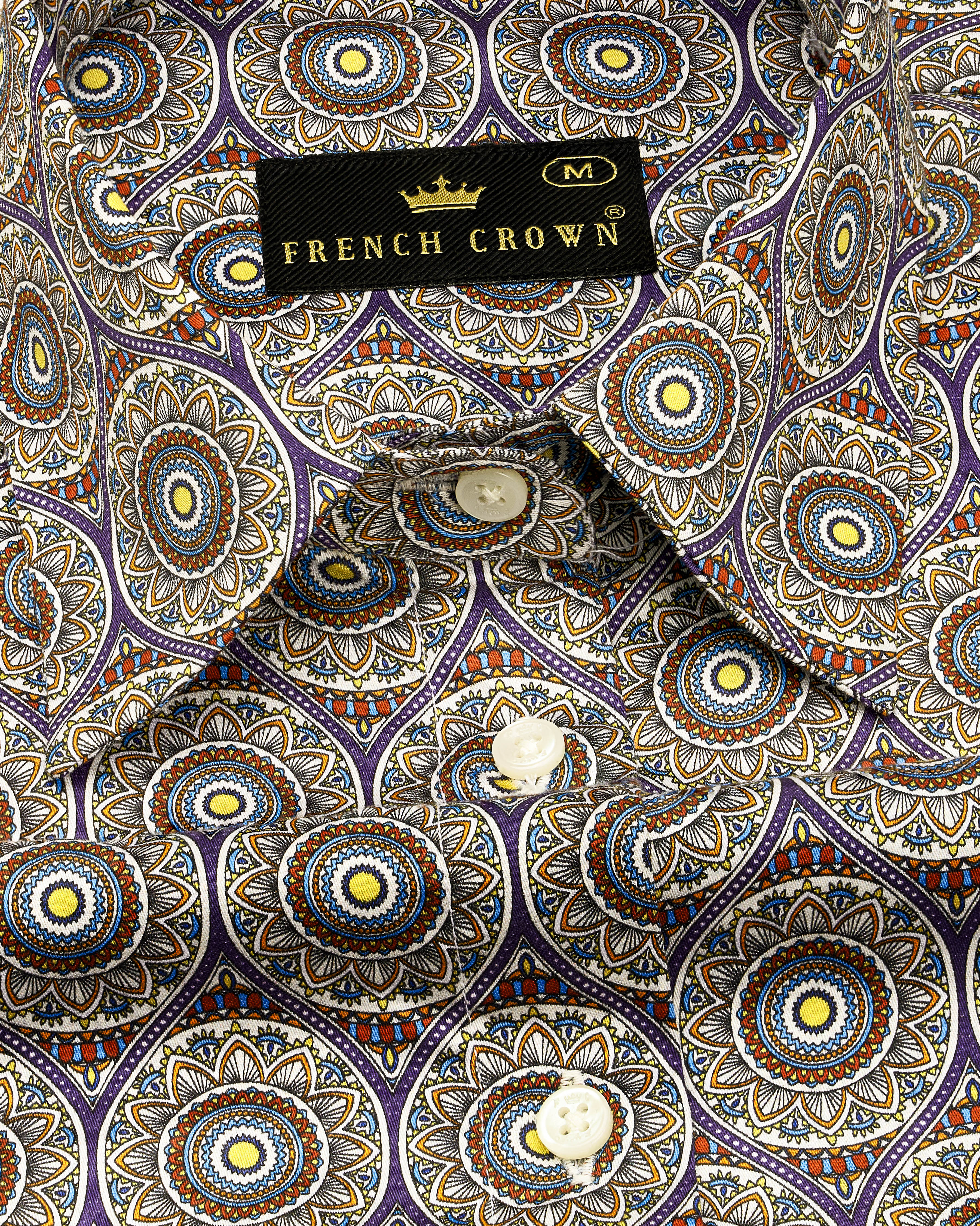 Mercury Brown Multicolour Ajrakh Printed Premium Cotton Shirt WS035-32, WS035-34, WS035-36, WS035-38, WS035-40, WS035-42