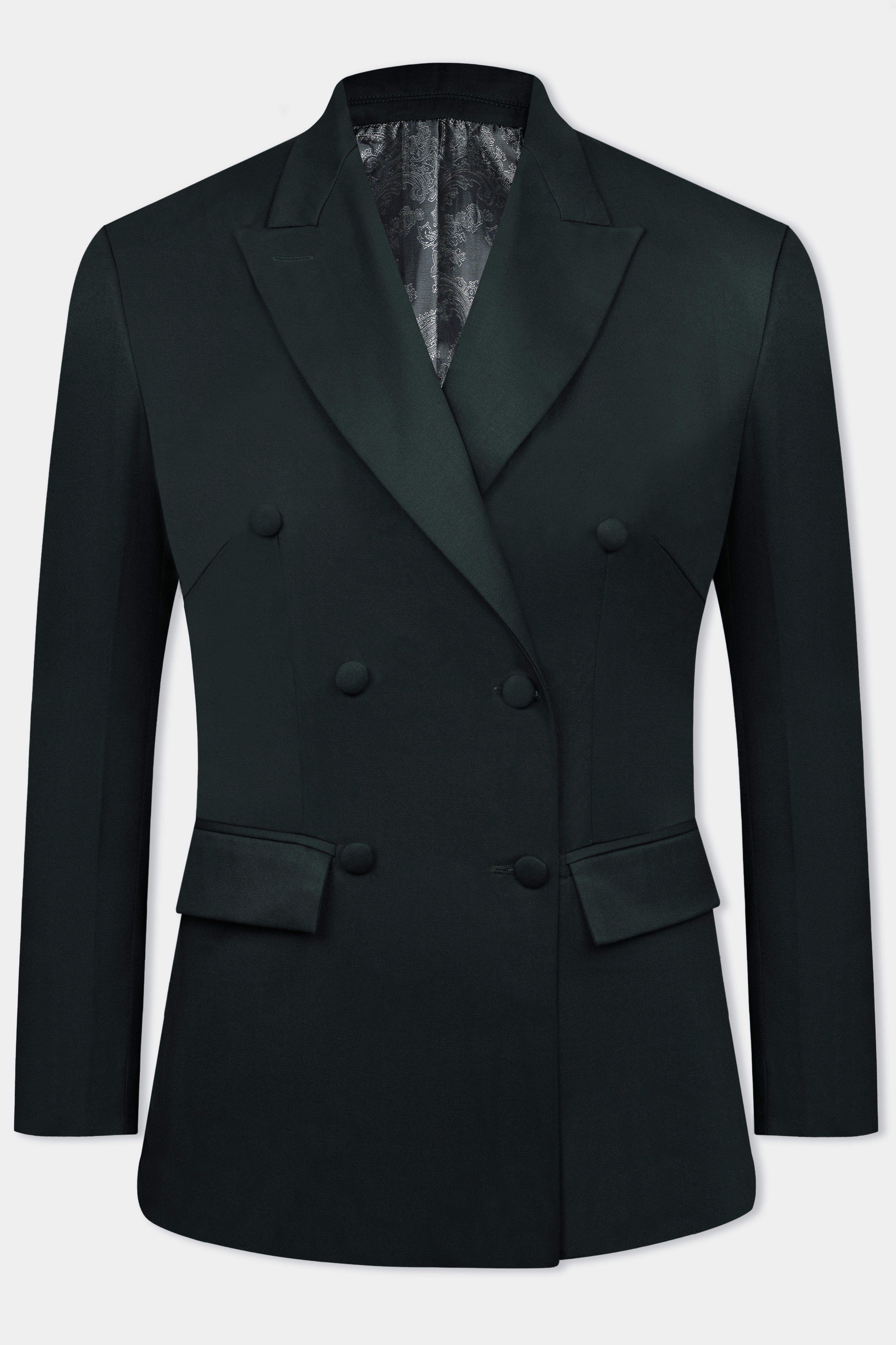 Juniper Green Subtle Sheen Double Breasted Women's Blazer