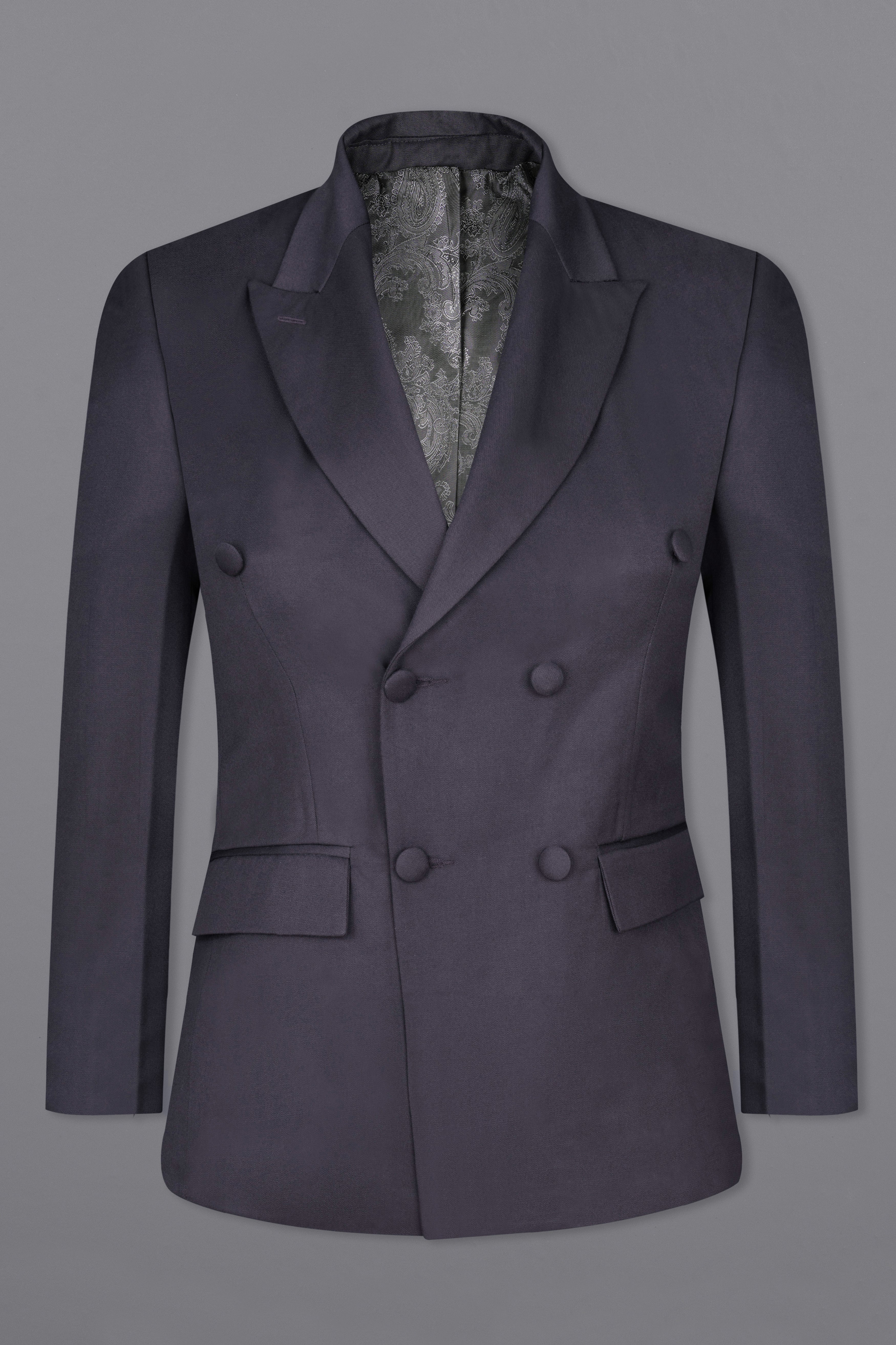 Gravel Gray Subtle Sheen Double Breasted Women's Blazer