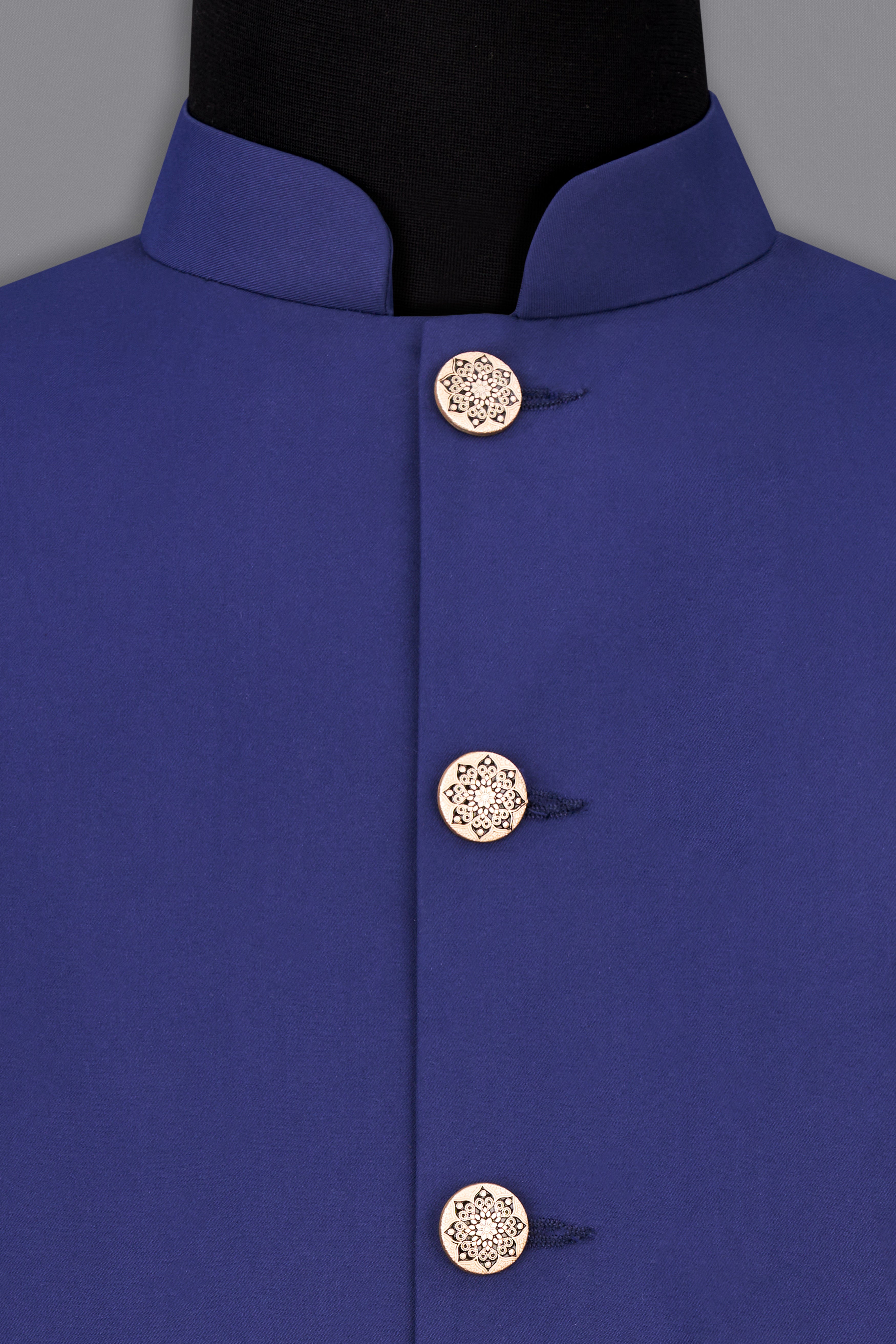 Royal Blue Textured Nehru Jacket