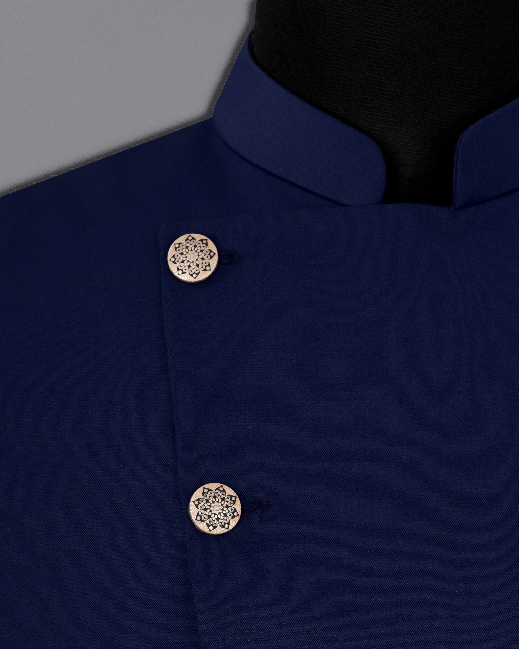 Space Blue Cross Placket Nehru Jacket