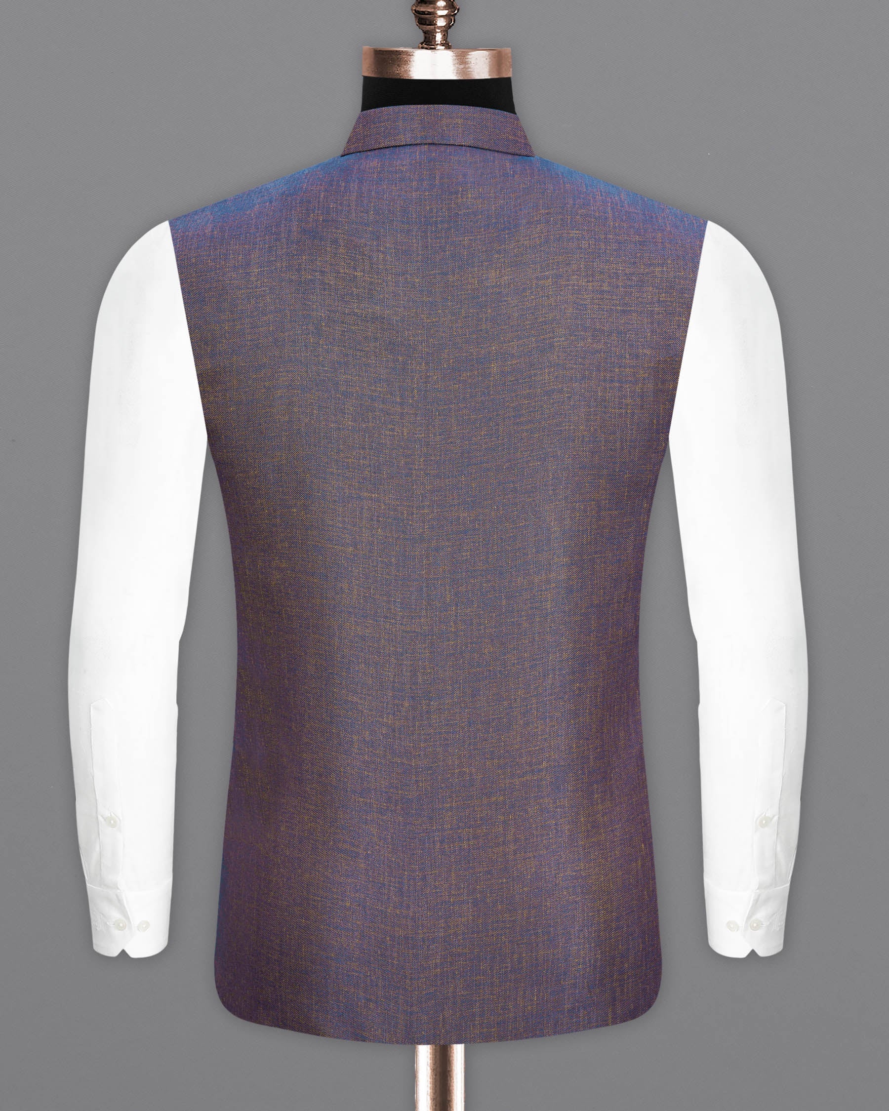 Brownish with Downriver Blue Two Tone Textured Nehru Jacket WC1642-36, WC1642-38, WC1642-40, WC1642-42, WC1642-44, WC1642-46, WC1642-48, WC1642-50, WC1642-52, WC1642-54, WC1642-56, WC1642-58, WC1642-60