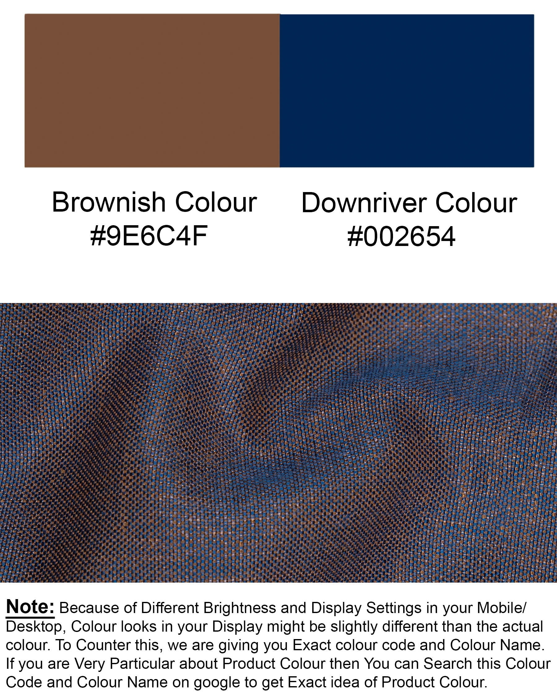 Brownish with Downriver Blue Two Tone Textured Nehru Jacket WC1642-36, WC1642-38, WC1642-40, WC1642-42, WC1642-44, WC1642-46, WC1642-48, WC1642-50, WC1642-52, WC1642-54, WC1642-56, WC1642-58, WC1642-60