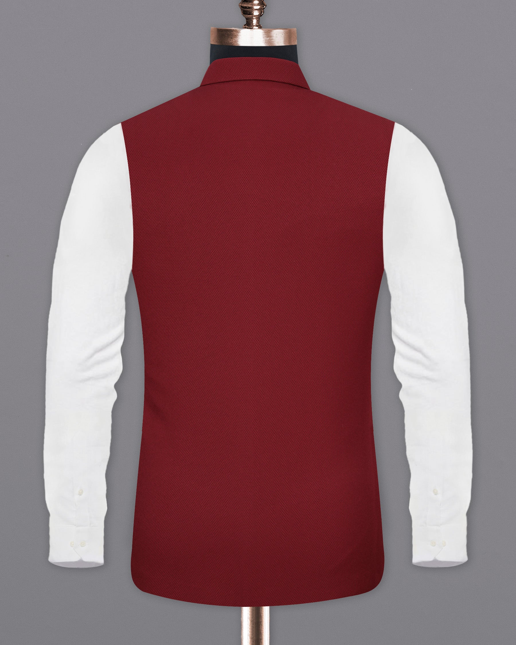 Mochaccino Red Textured Nehru Jacket WC1673-36, WC1673-38, WC1673-40, WC1673-42, WC1673-44, WC1673-46, WC1673-48, WC1673-50, WC1673-52, WC1673-54, WC1673-56, WC1673-58, WC1673-60