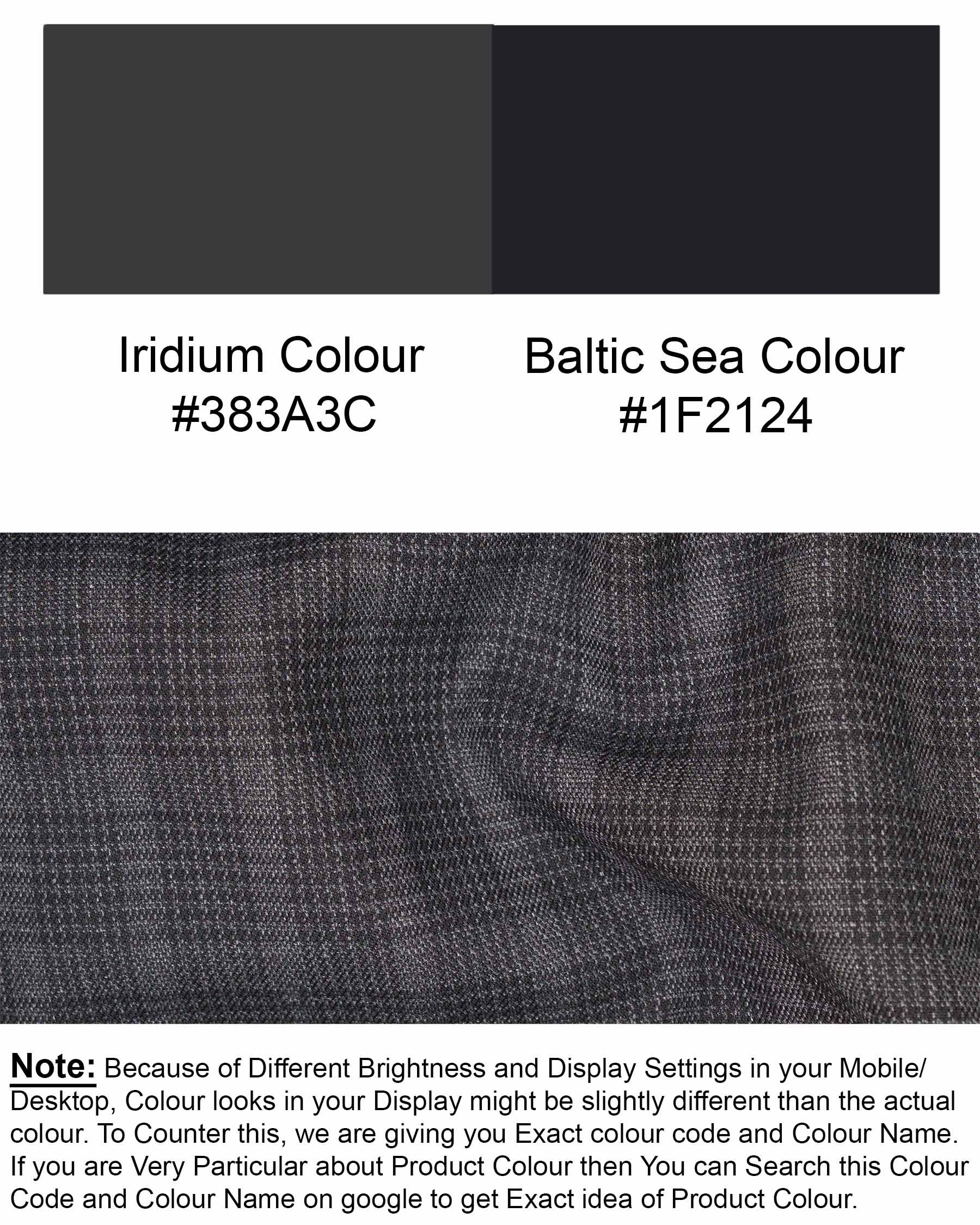 Iridium Plaid Nehru Jacket WC1848-36, WC1848-38, WC1848-40, WC1848-42, WC1848-44, WC1848-46, WC1848-48, WC1848-50, WC1848-52, WC1848-54, WC1848-56, WC1848-58, WC1848-60