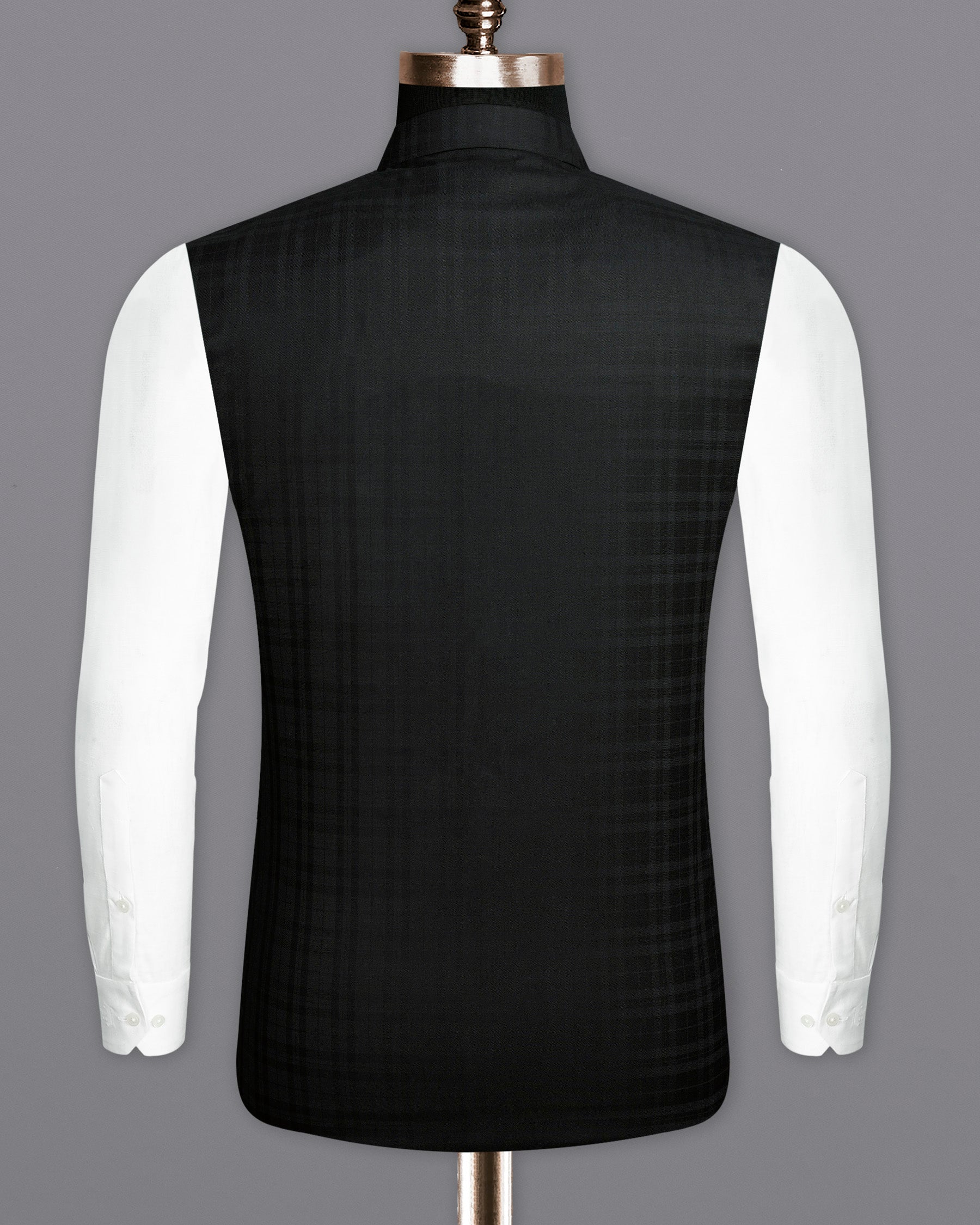 Jade Black Plaid Nehru Jacket WC1883-36, WC1883-38, WC1883-40, WC1883-42, WC1883-44, WC1883-46, WC1883-48, WC1883-50, WC1883-52, WC1883-54, WC1883-56, WC1883-58, WC1883-60