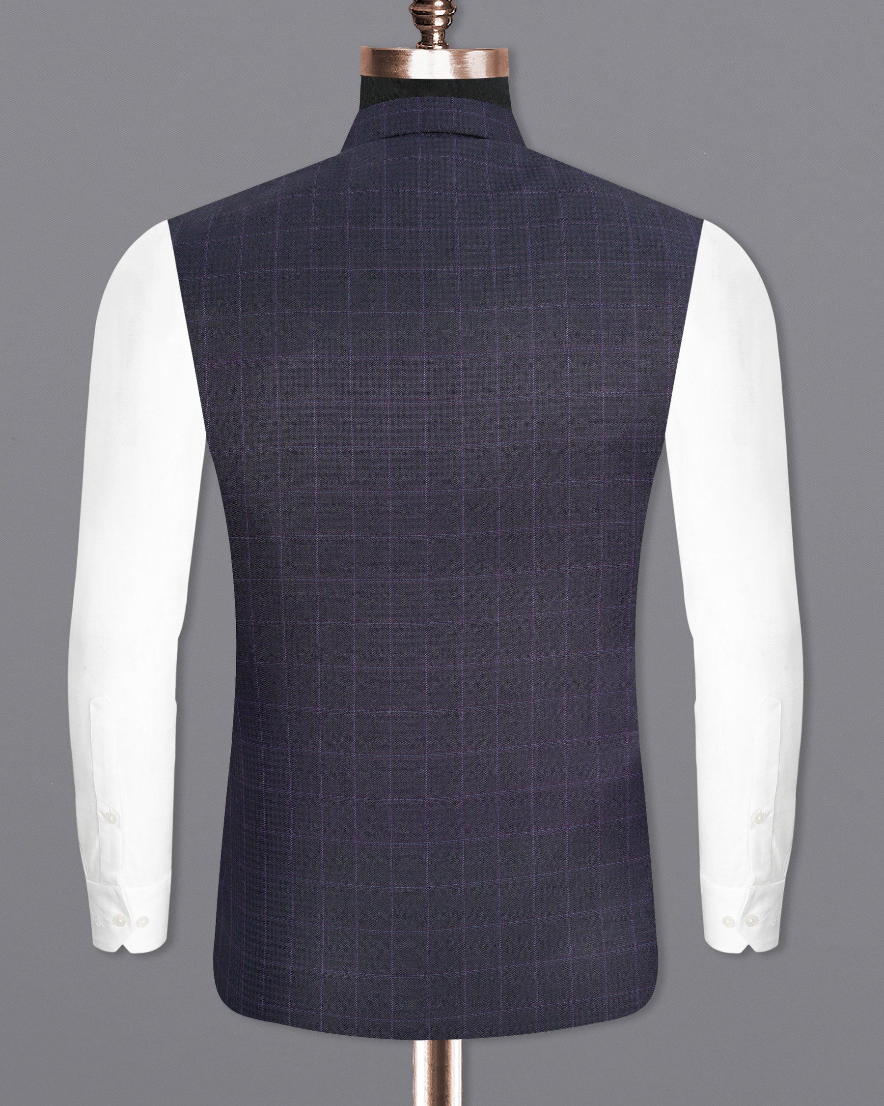 Gravel Gray Plaid Nehru Jacket WC1972-36, WC1972-38, WC1972-40, WC1972-42, WC1972-44, WC1972-46, WC1972-48, WC1972-50, WC1972-52, WC1972-54, WC1972-56, WC1972-58, WC1972-60