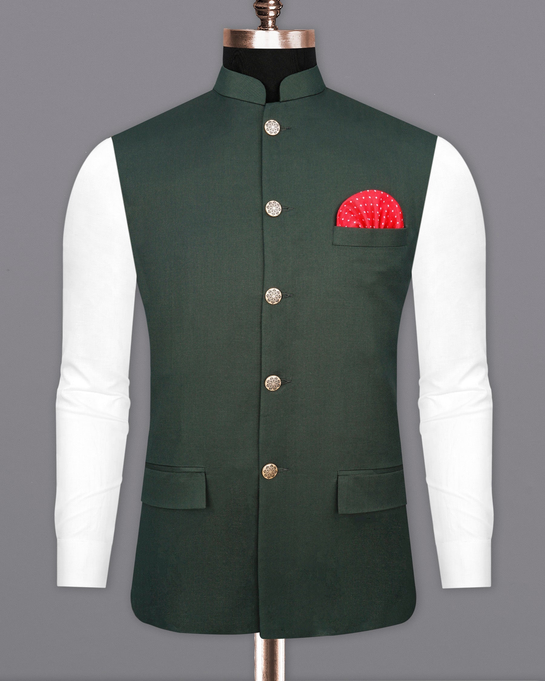 Mine Shaft Green Nehru Jacket WC1994-36, WC1994-38, WC1994-40, WC1994-42, WC1994-44, WC1994-46, WC1994-48, WC1994-50, WC1994-52, WC1994-54, WC1994-56, WC1994-58, WC1994-60