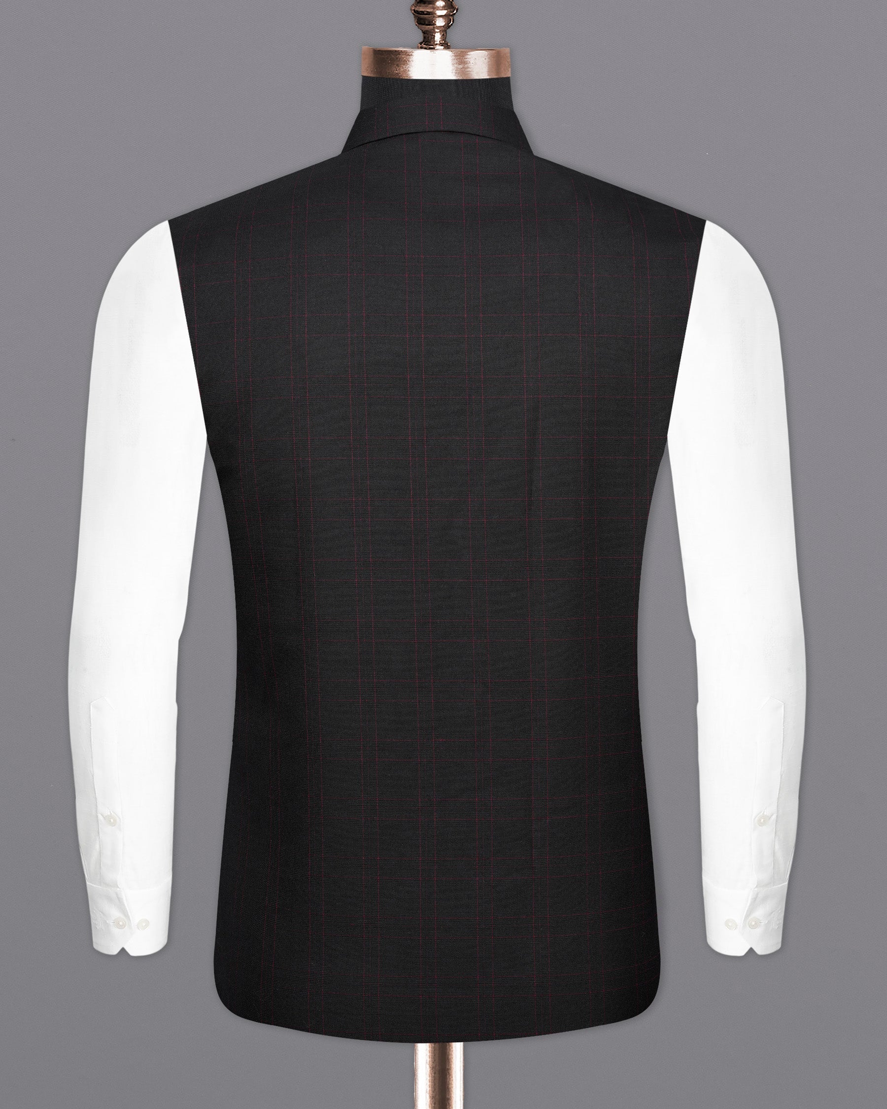 Onyx Black Plaid Nehru Jacket WC2018-36, WC2018-38, WC2018-40, WC2018-42, WC2018-44, WC2018-46, WC2018-48, WC2018-50, WC2018-52, WC2018-54, WC2018-56, WC2018-58, WC2018-60