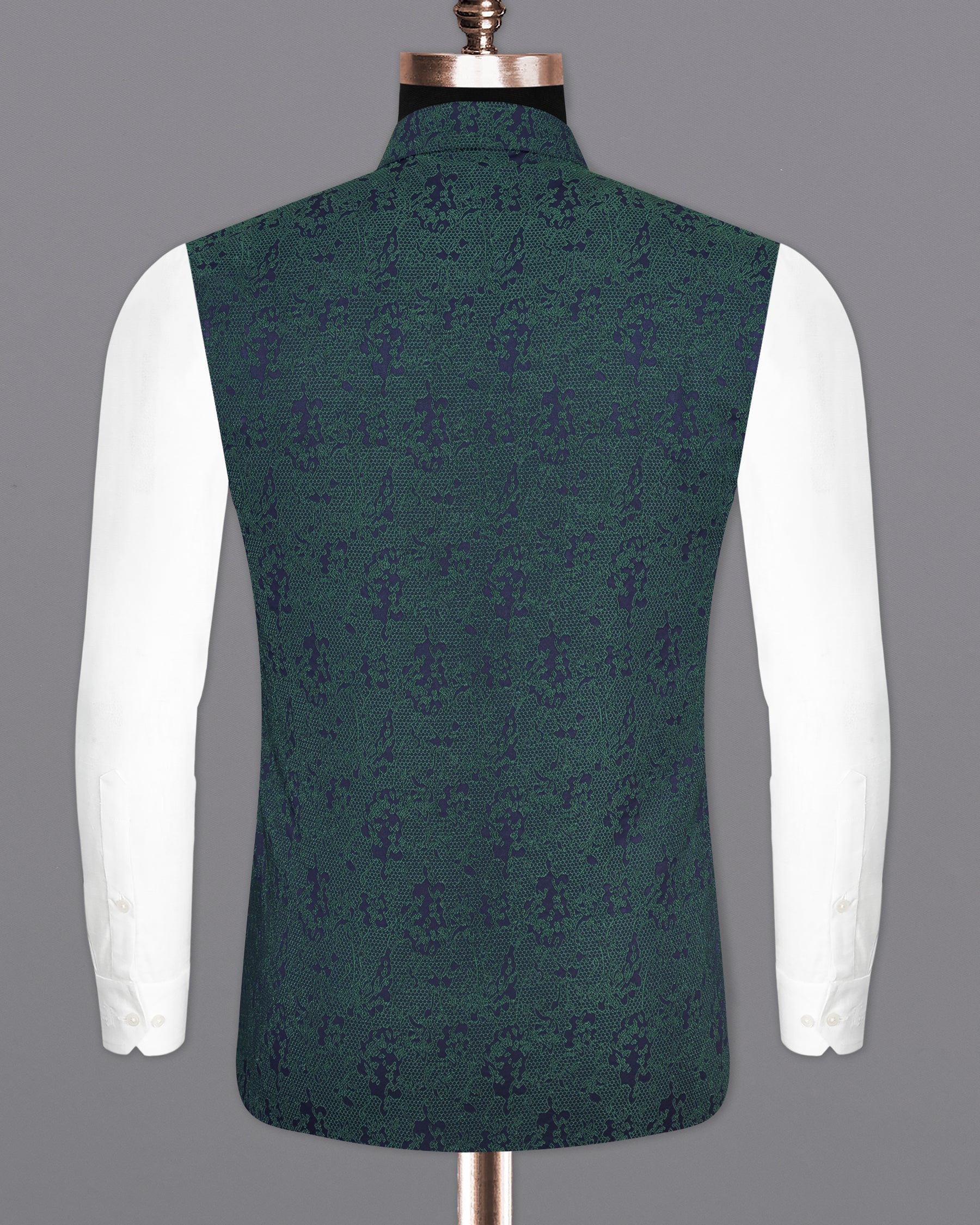 Timber Green Ditsy Textured Jacquard Designer Nehru Jacket  WC2177-36, WC2177-38, WC2177-40, WC2177-42, WC2177-44, WC2177-46, WC2177-48, WC2177-50, WC2177-52, WC2177-54, WC2177-56, WC2177-58, WC2177-60