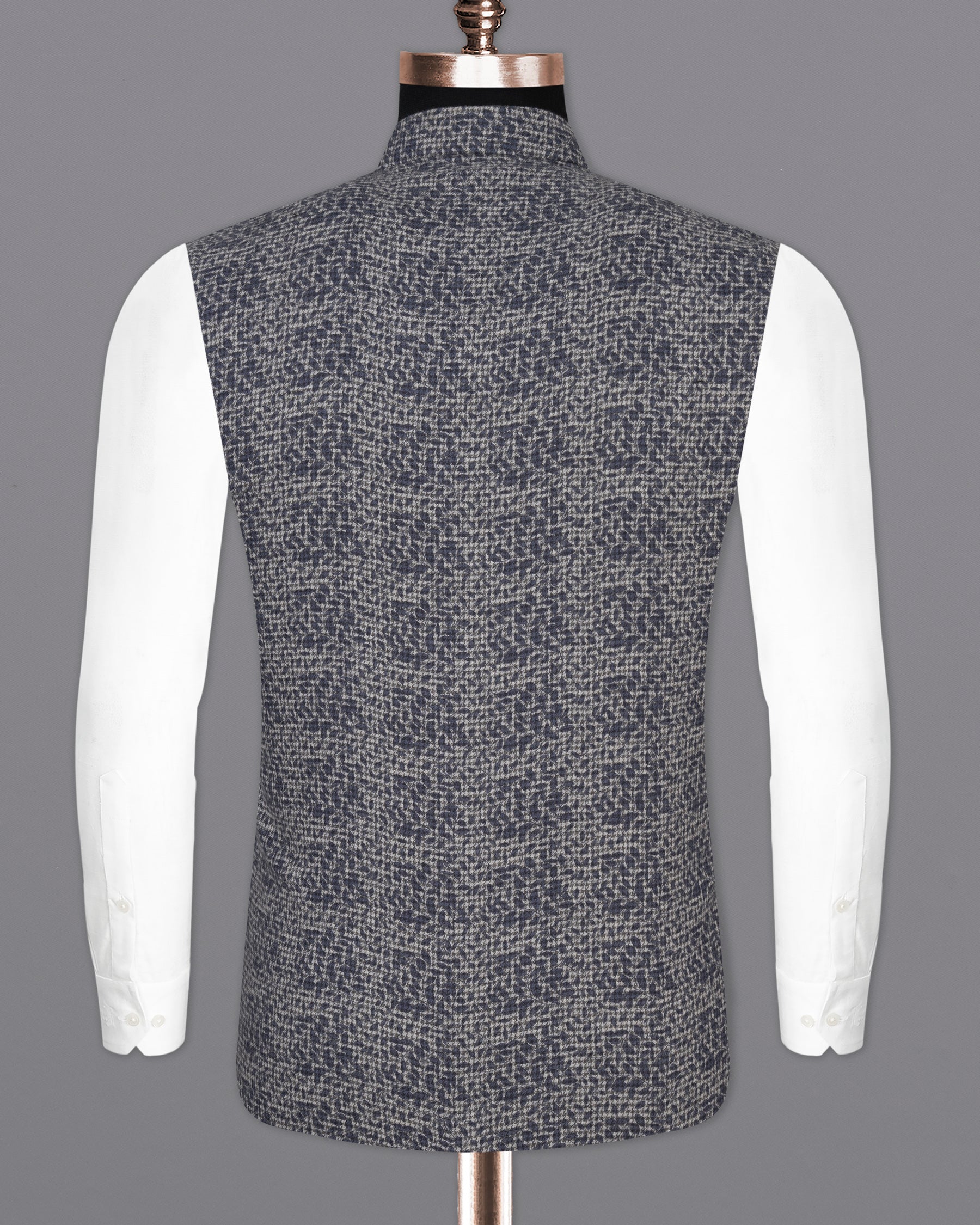 Dawn Gray and Gunmetal Navy Blue Subtle Textured Premium Cotton Designer Nehru Jacket  WC2181-36, WC2181-38, WC2181-40, WC2181-42, WC2181-44, WC2181-46, WC2181-48, WC2181-50, WC2181-52, WC2181-54, WC2181-56, WC2181-58, WC2181-60